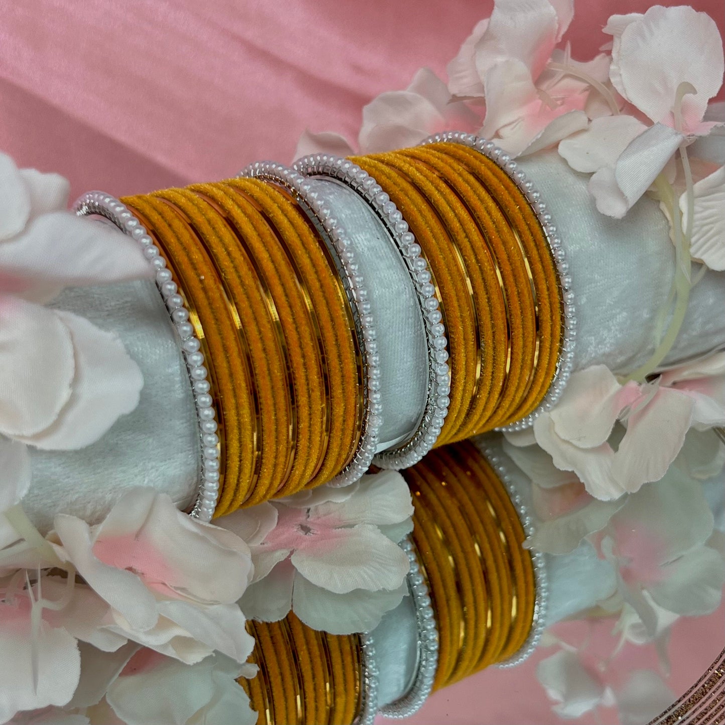 Yellow & Silver Bangle Set/Indian/ Pakistani/Jewelley/ Fashion Bracelet/Haldi/Mendhi Party