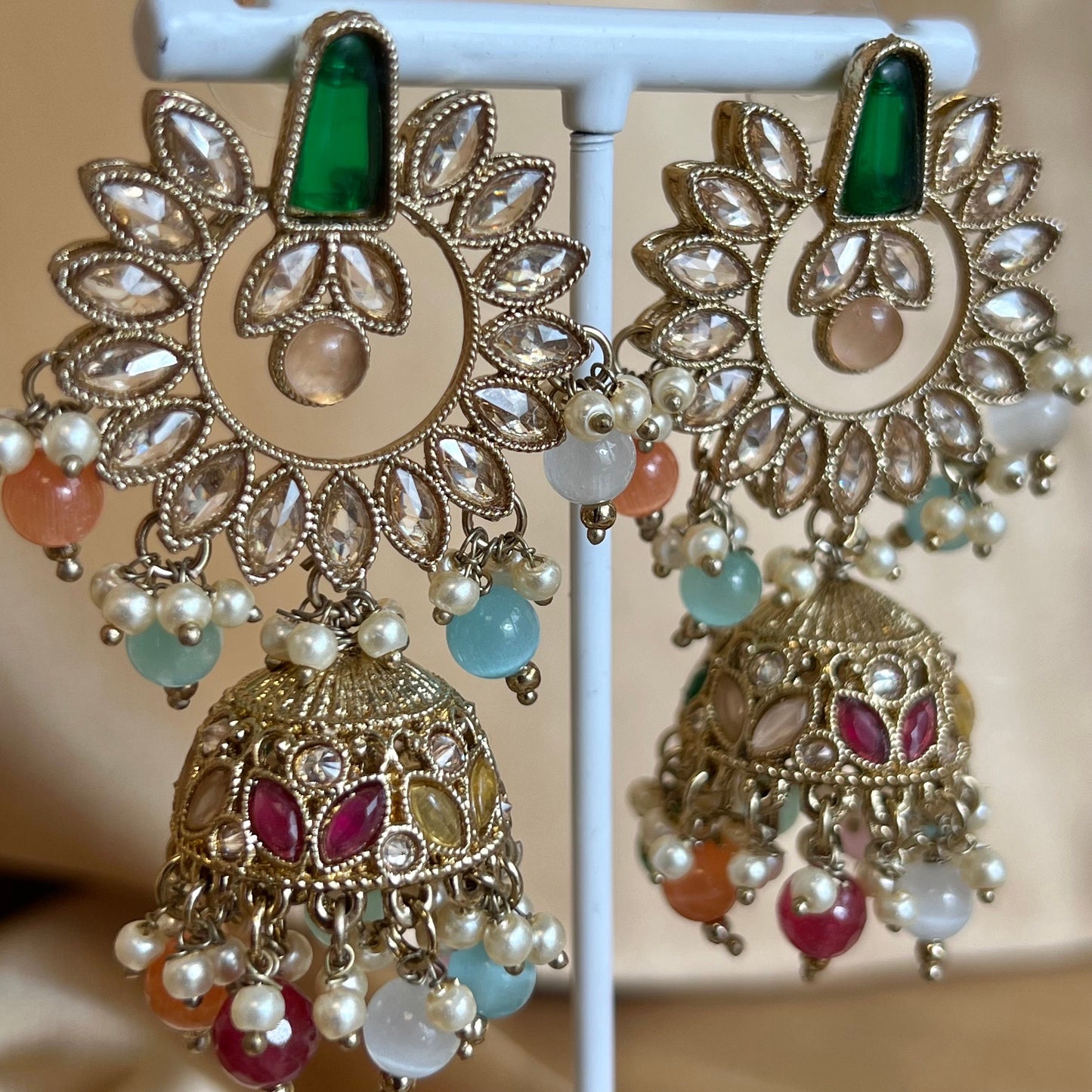 Crystal Earrings - Green Multicolour/ Fashion Jewellery/ Gift for Women