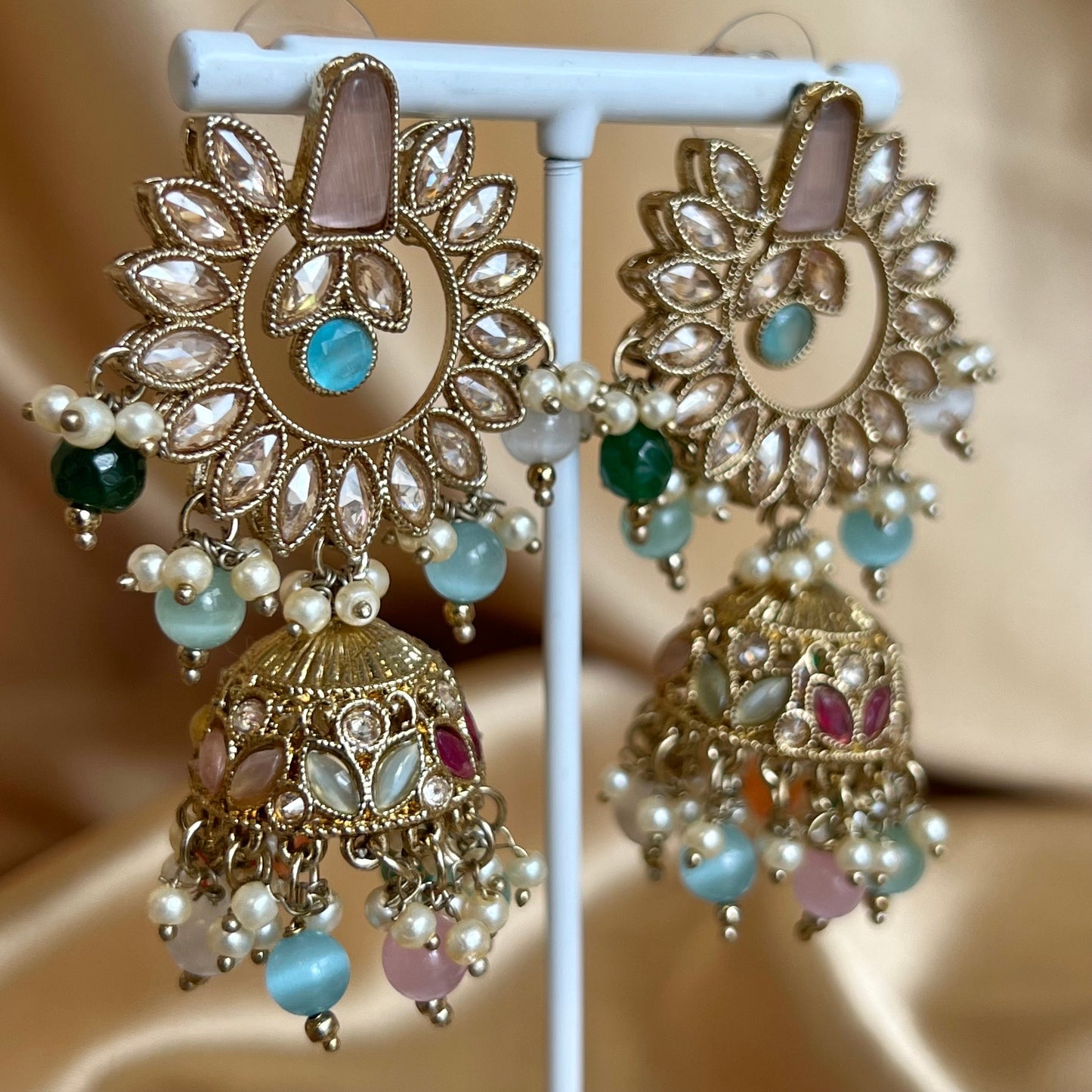 Crystal Earrings - Pink Multicolour/ Fashion Jewellery/ Gift for Women