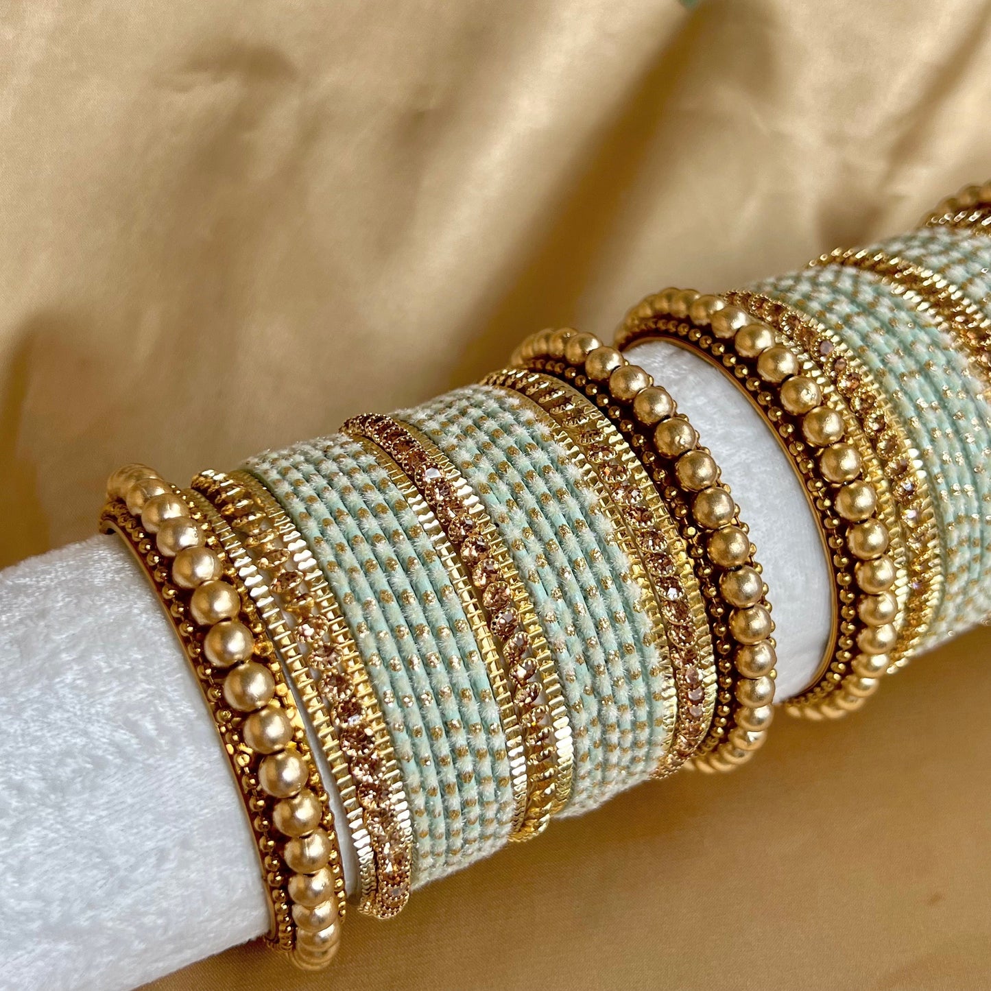Velvet Mint Midi Bangle Set/Indian/ Pakistani/Jewelley/ Fashion Bracelet