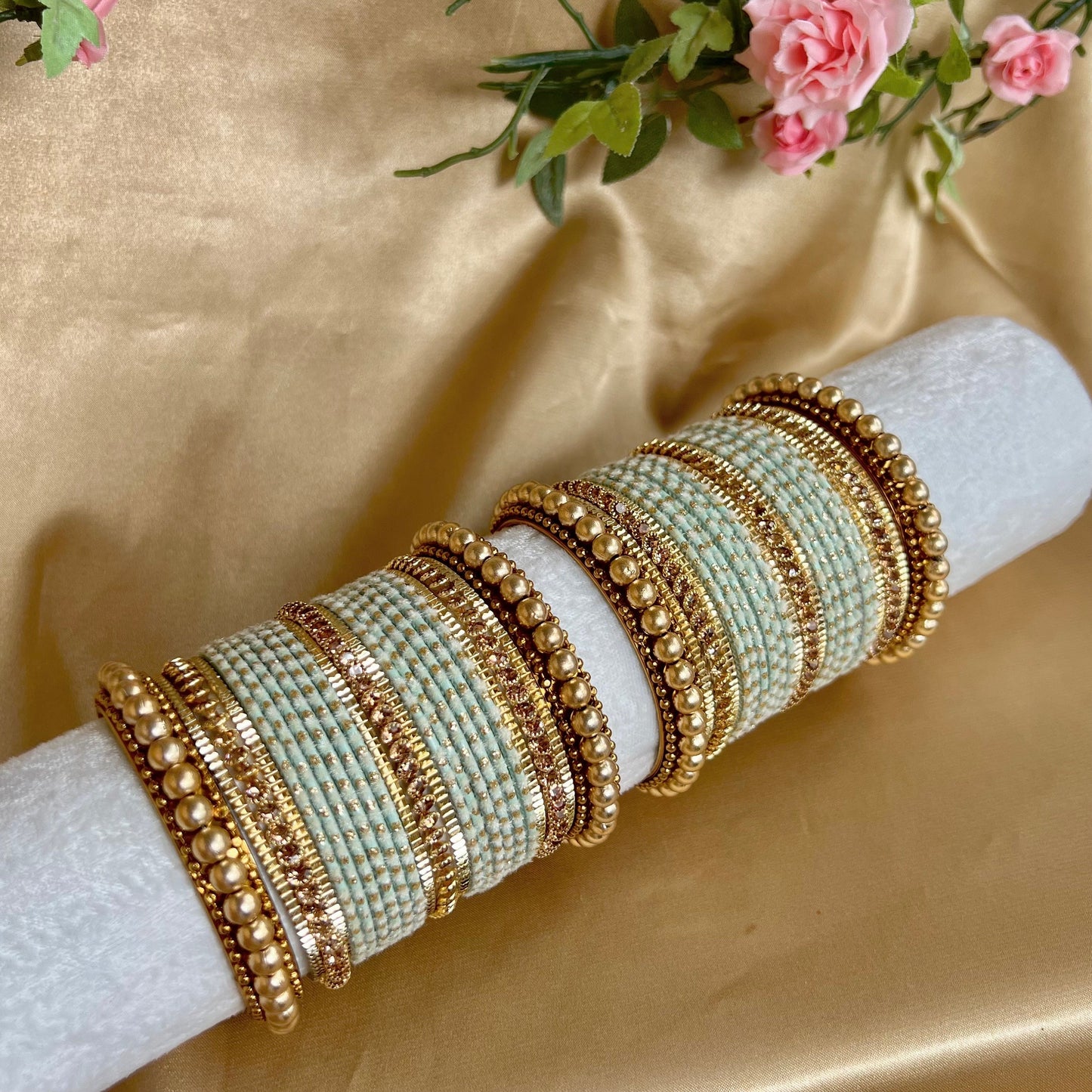 Velvet Mint Midi Bangle Set/Indian/ Pakistani/Jewelley/ Fashion Bracelet