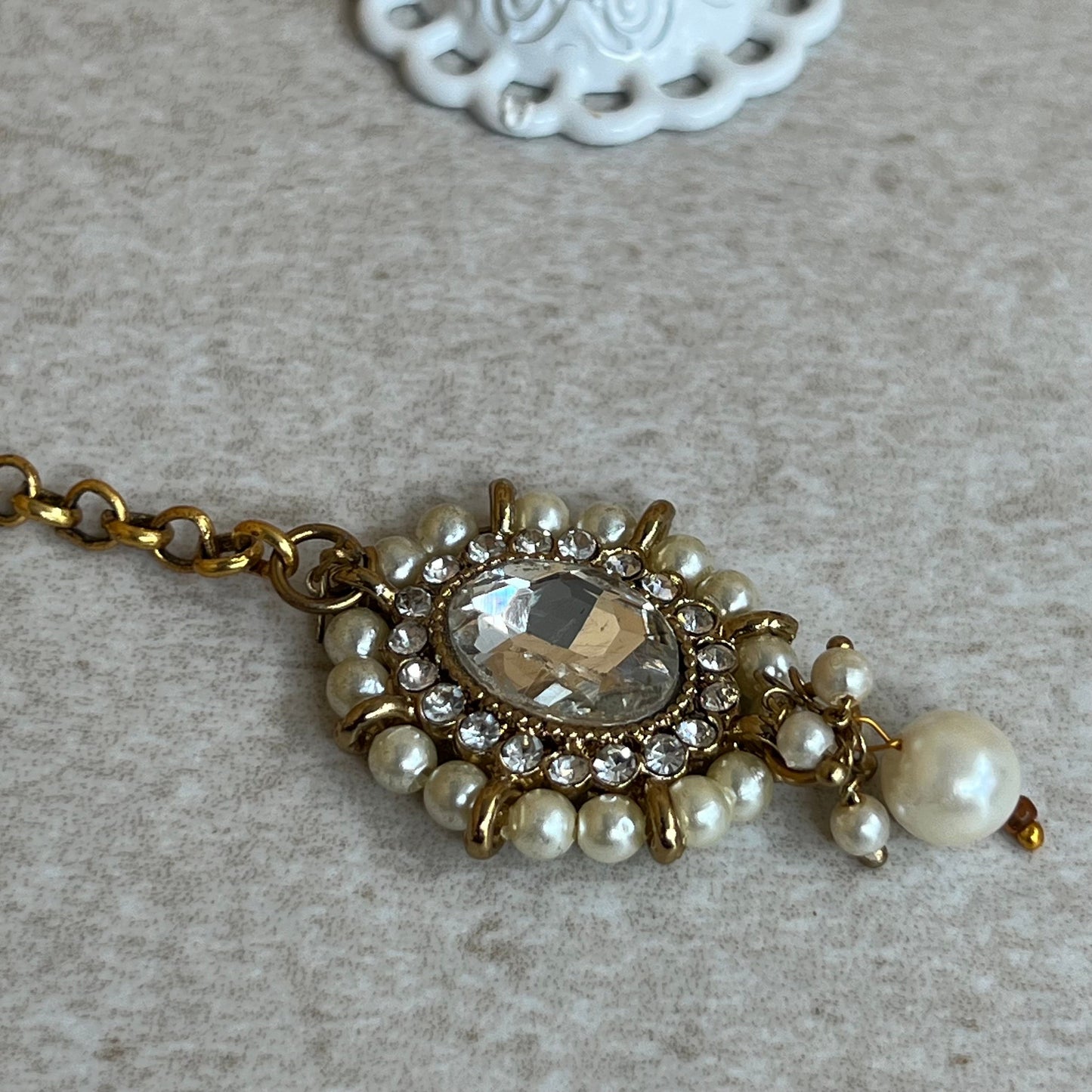 Clear/ Pearl Tikka/ Tikli/ Indian/ Pakistani Fashion Jewellery/Maang Tikkas