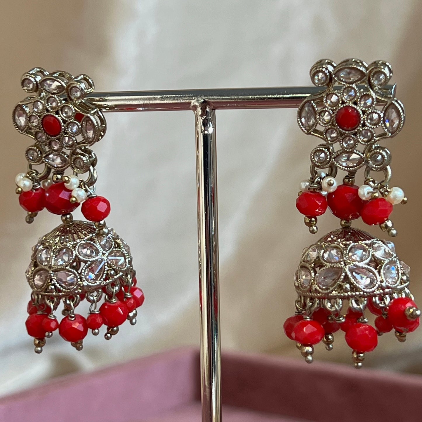 Crystal Choker Set - Red Earring/ Tikka/ Tikli/ Indian/ Pakistani/Fashion Jewellery/ Gift for Women