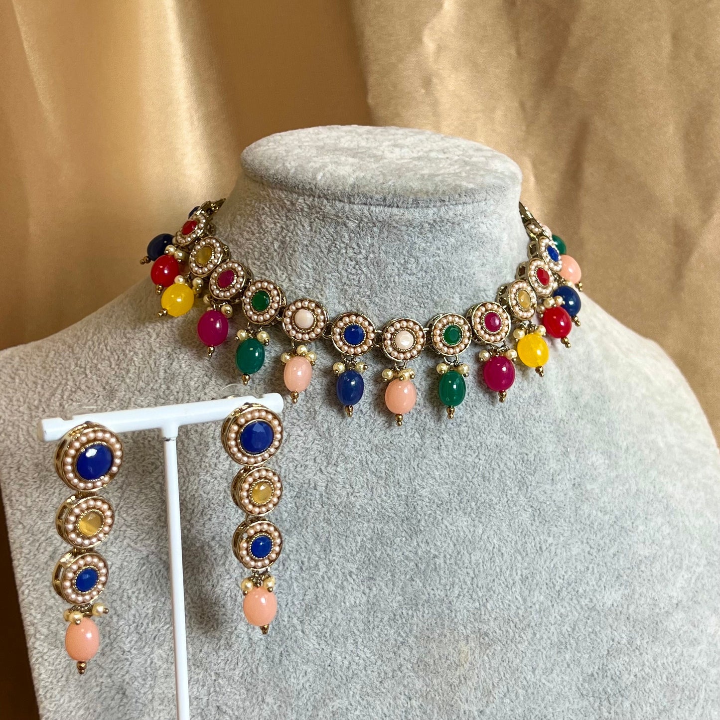 Multi Colour Necklace Set Earring/ Indian/ Pakistani/Fashion Jewellery/ Gift for Women
