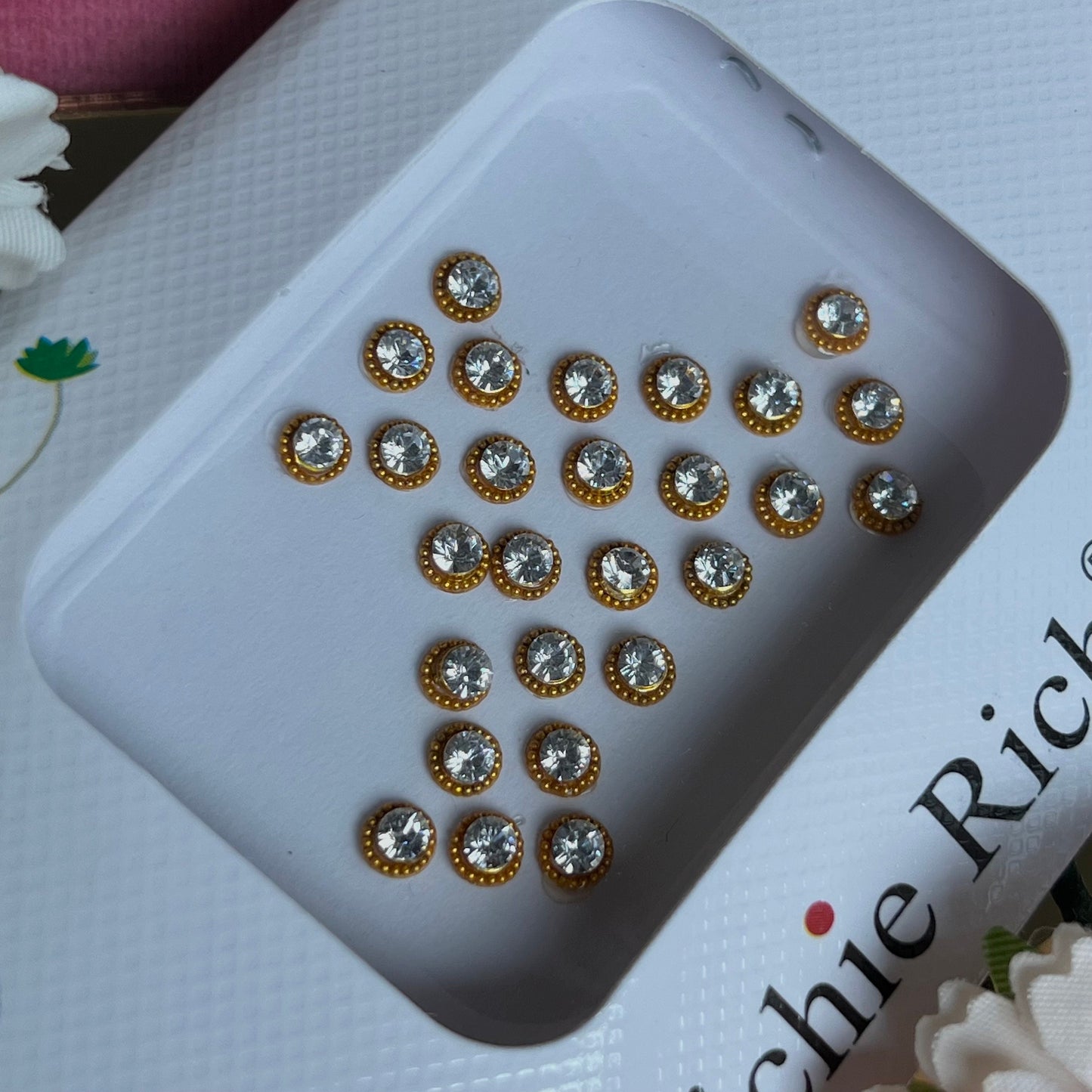 Bright Gold Crystal Bindi Pack /Bindiya/ Chanlo/ Indian Accessory/ Forehead