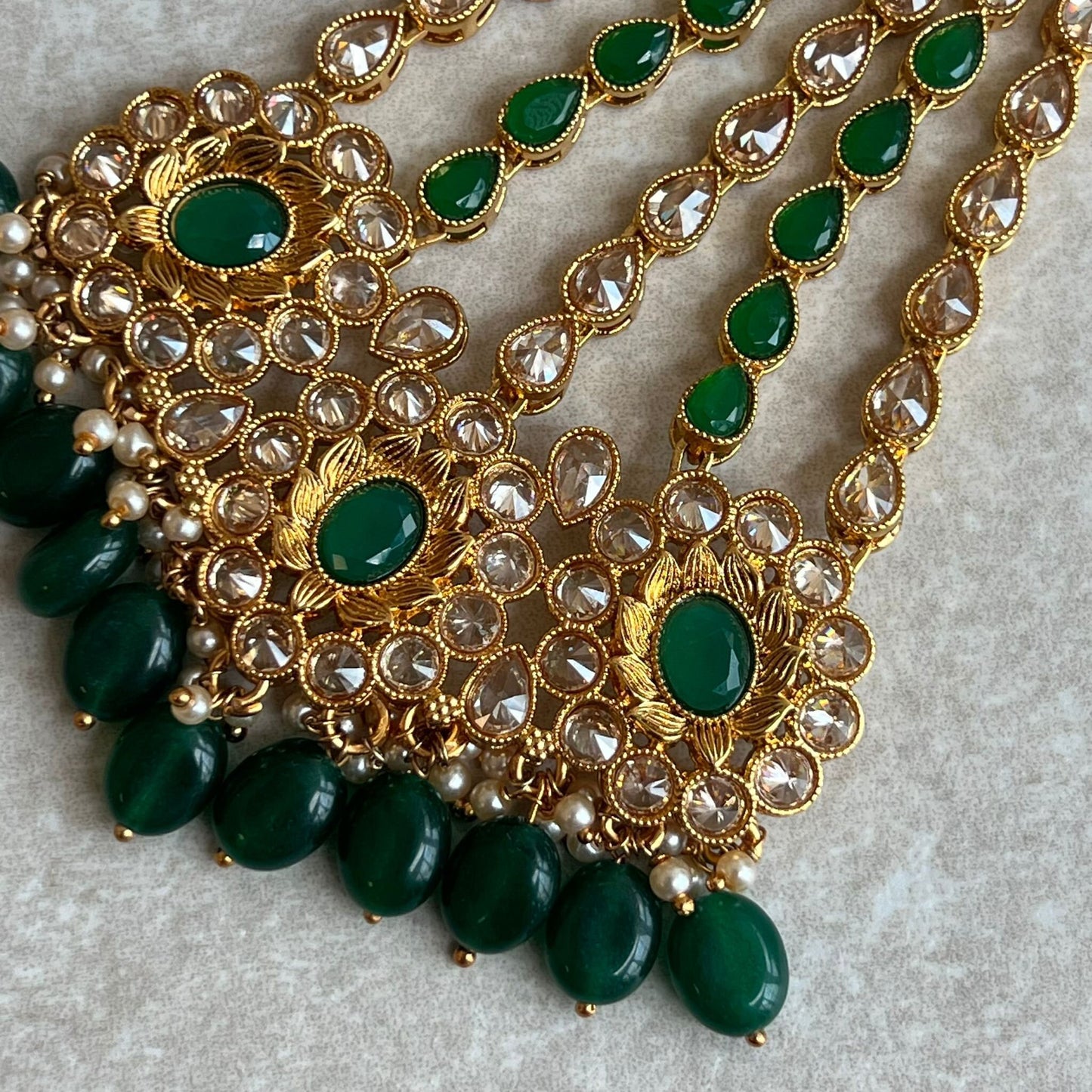 Bright Gold Jhumar Green/ Passa/ Indian/ Pakistani Style/Headpieces