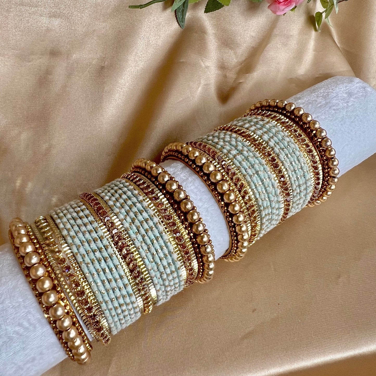 Velvet Mint Midi Bangle Set/Indian/ Pakistani/Jewelley/ Fashion Bracelet