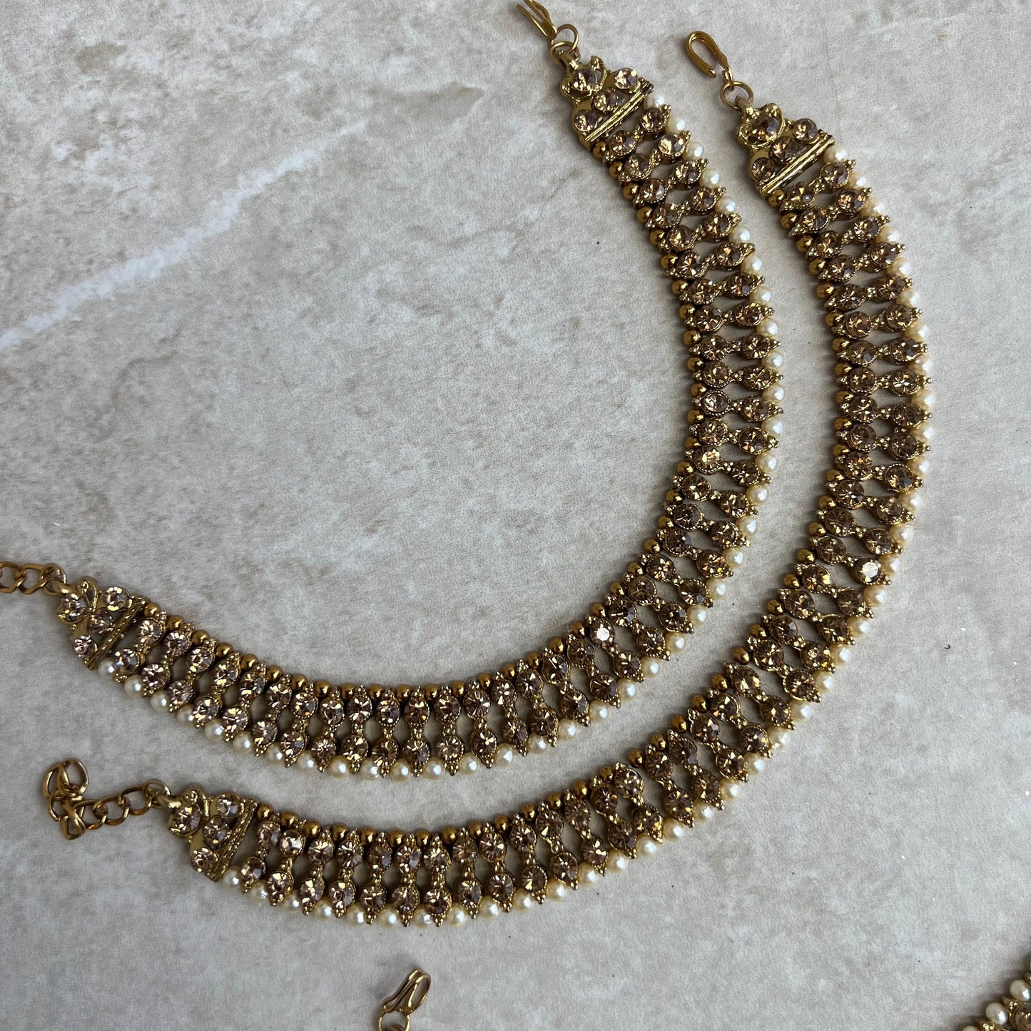 Anklets - Golden Rhinestone/Indian/ Pakistani Style Jhanjra/ Foot Accessory