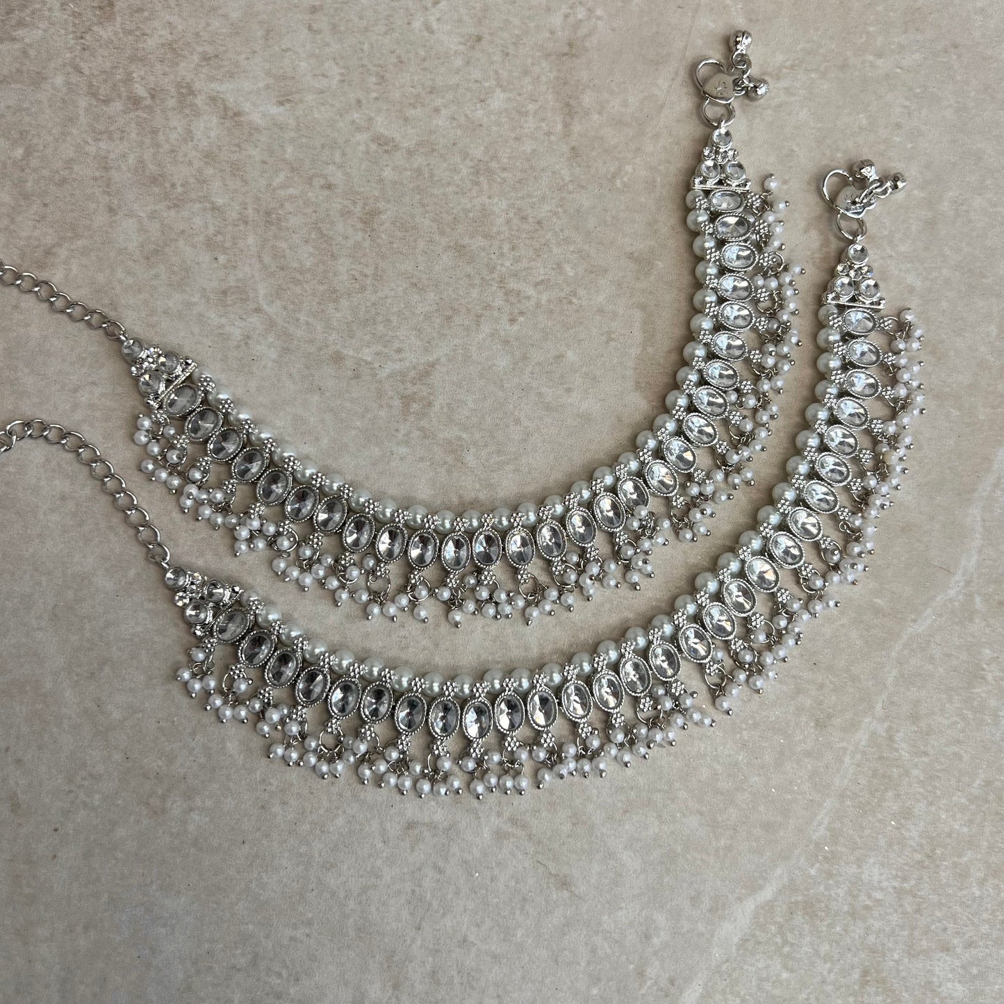 Anklets Silver- Rhinestones/Indian/ Pakistani Style Jhanjra