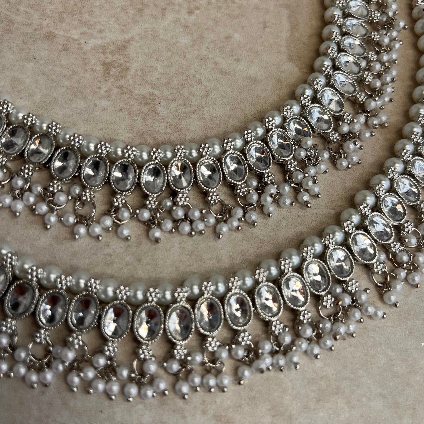 Anklets Silver- Rhinestones/Indian/ Pakistani Style Jhanjra