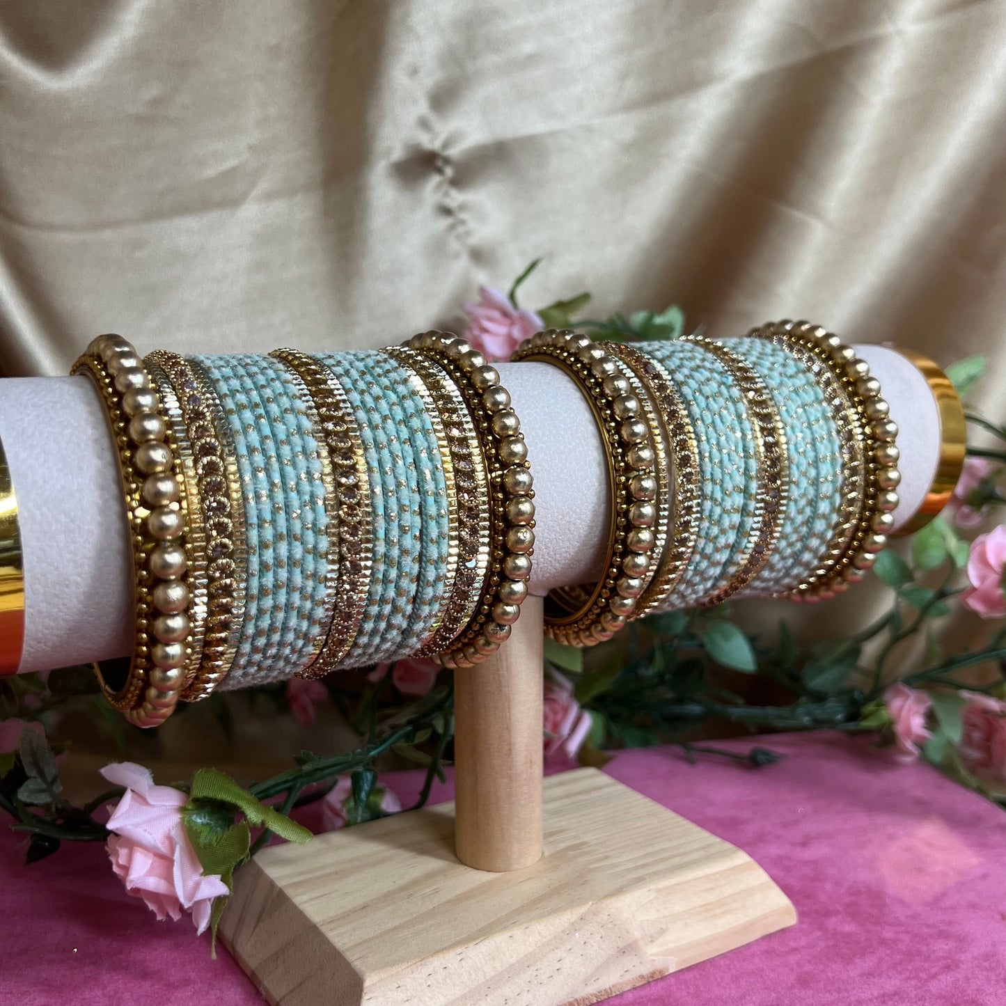 Midi Velvet Bangle Set- Mint/Indian/ Pakistani/Jewelley/ Fashion Bracelet