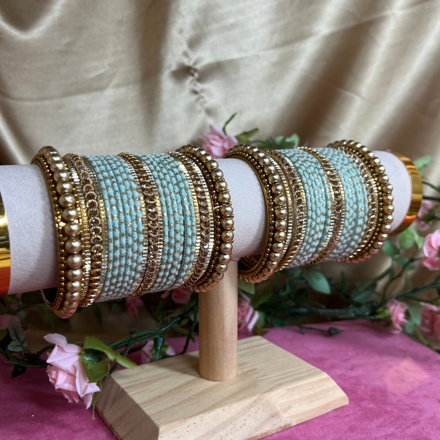 Midi Velvet Bangle Set- Mint/Indian/ Pakistani/Jewelley/ Fashion Bracelet