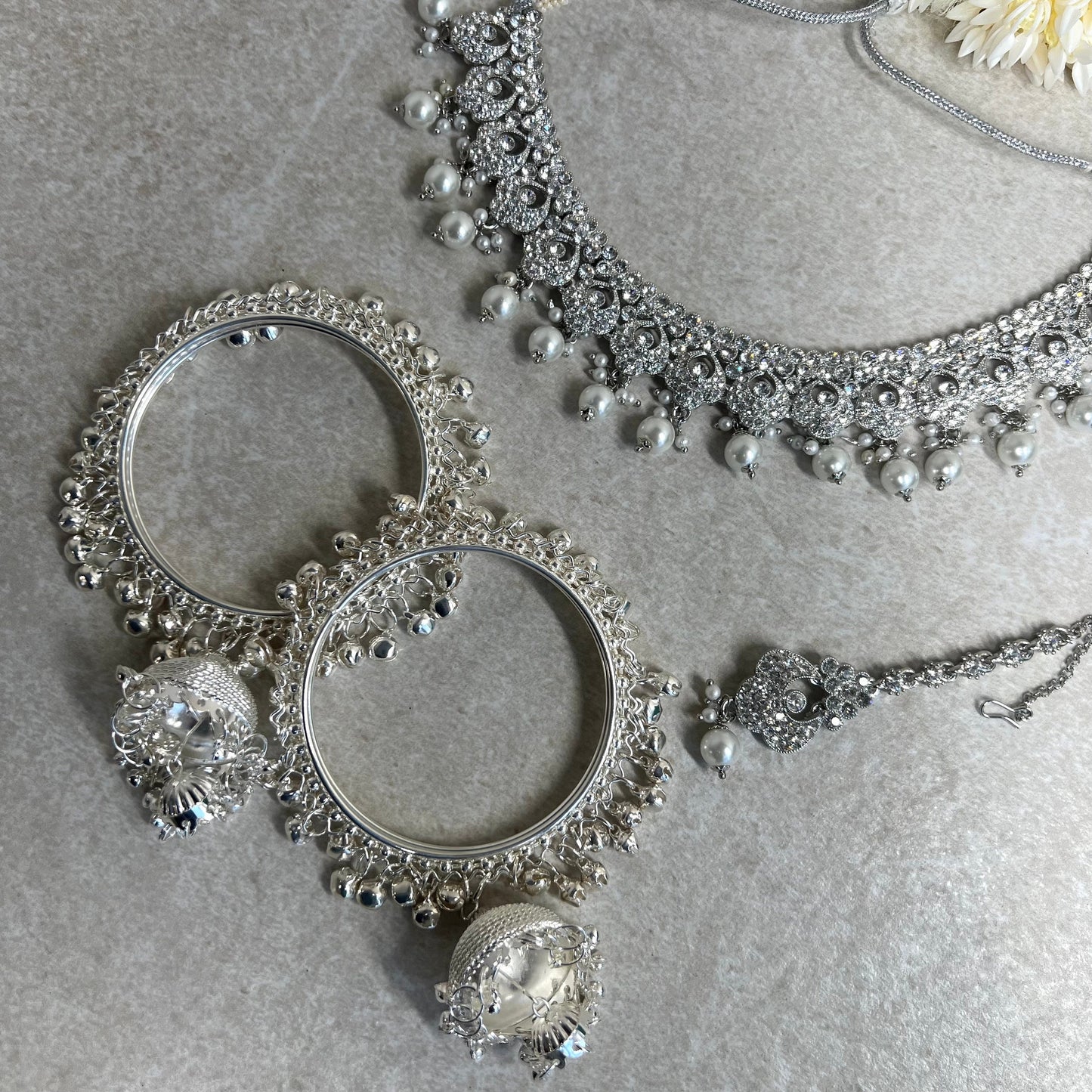 Silver Jhumka Bangles (Pair)/Indian/ Pakistani/Jewelley/ Fashion Bracelet