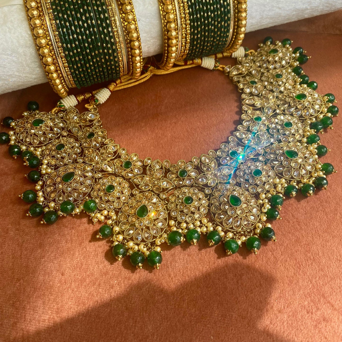 Green Chunky Statement Necklace only!/ Unique Style/ Indian/ Pakistani/Fashion Jewellery/ Gift for Women