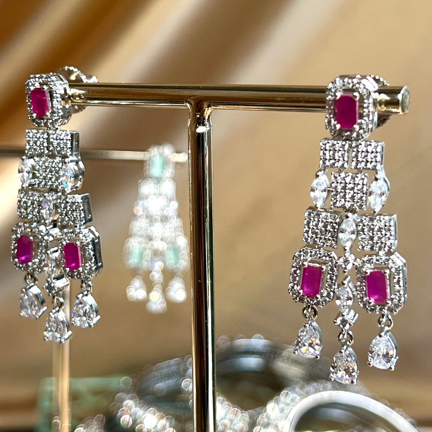 Wine/Purple-Diamante Necklace with Earring/Reception/Christmas/New Years Party/Fashion Jewellery/ Gift for Women