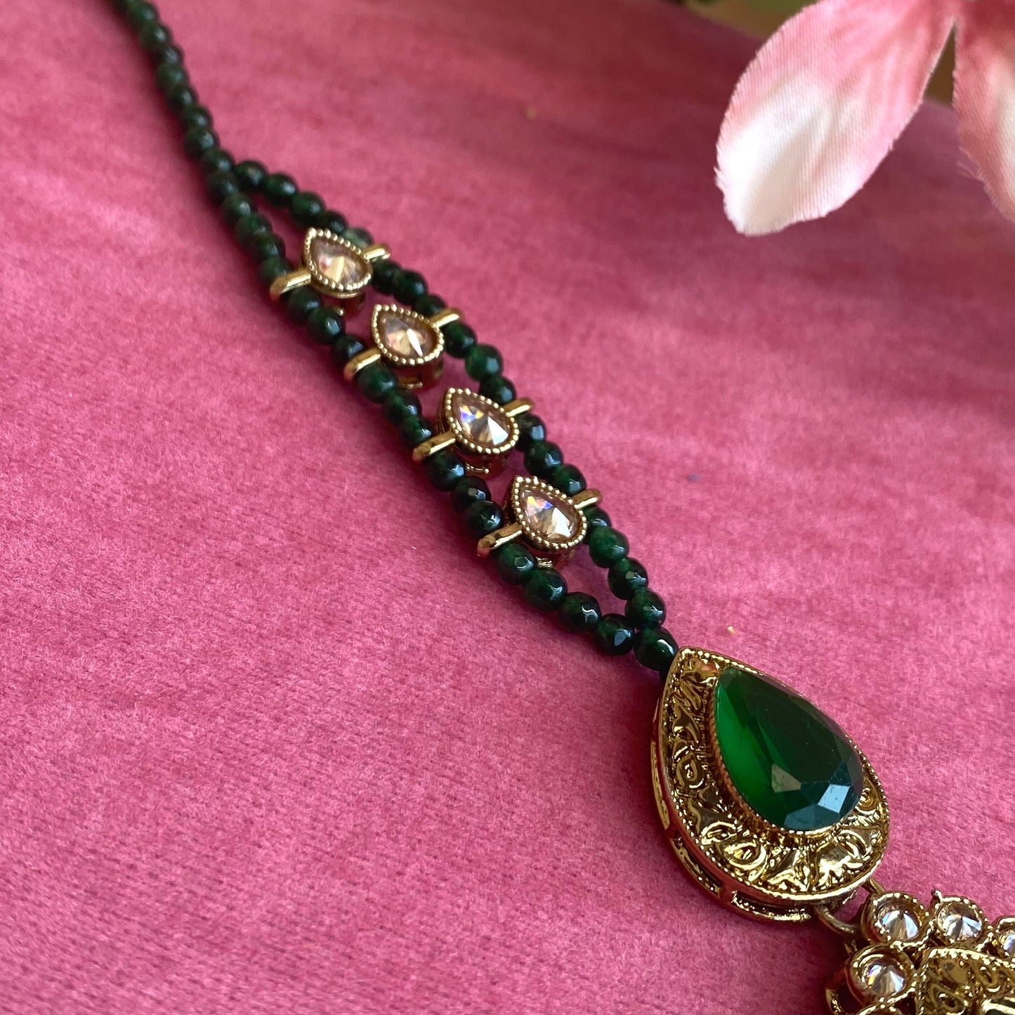 Green Tikka/ Tikli/ Indian/ Pakistani Fashion Jewellery