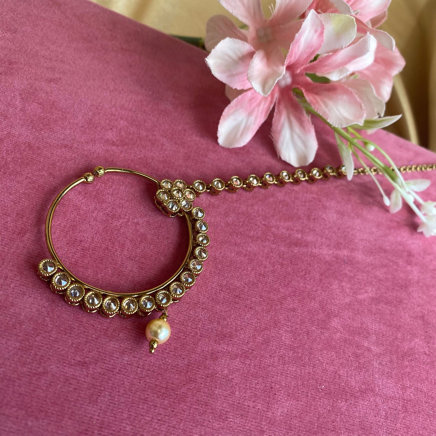 Non-Piercing Nose Ring - Champagne/ Fashion Jewellery/ Gift for Women/Indian/Pakistani style/Nath /Indian Nose Jewellery