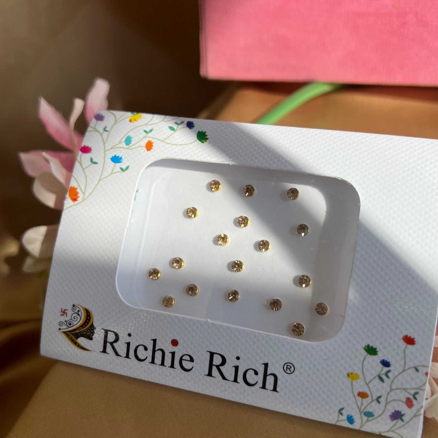 Golden Crystal Bindi Pack /Bindiya/ Chanlo/ Indian Accessory/ Forehead