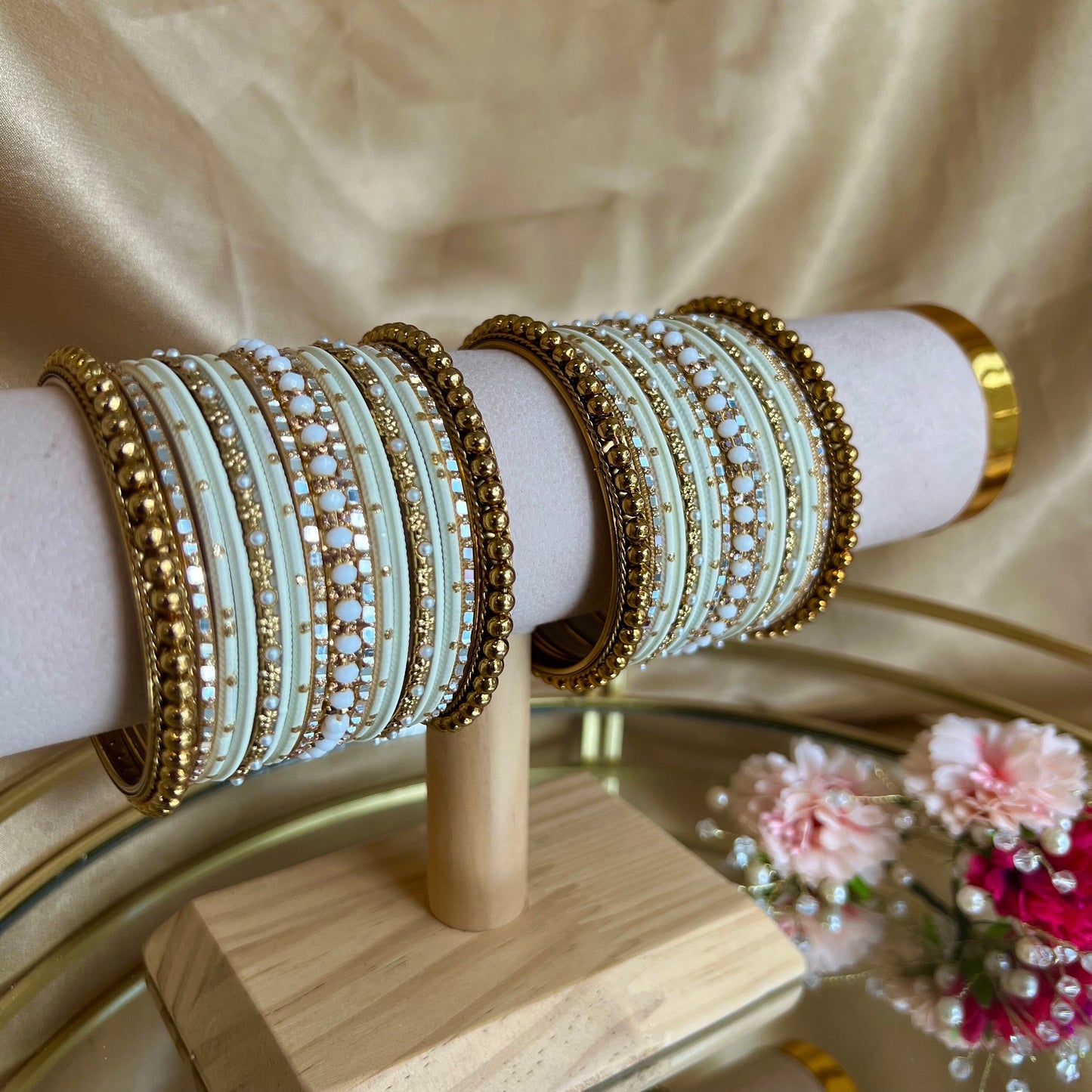 Gold/ Ivory Bangle set/Indian/ Pakistani/Jewelley/ Fashion Bracelet