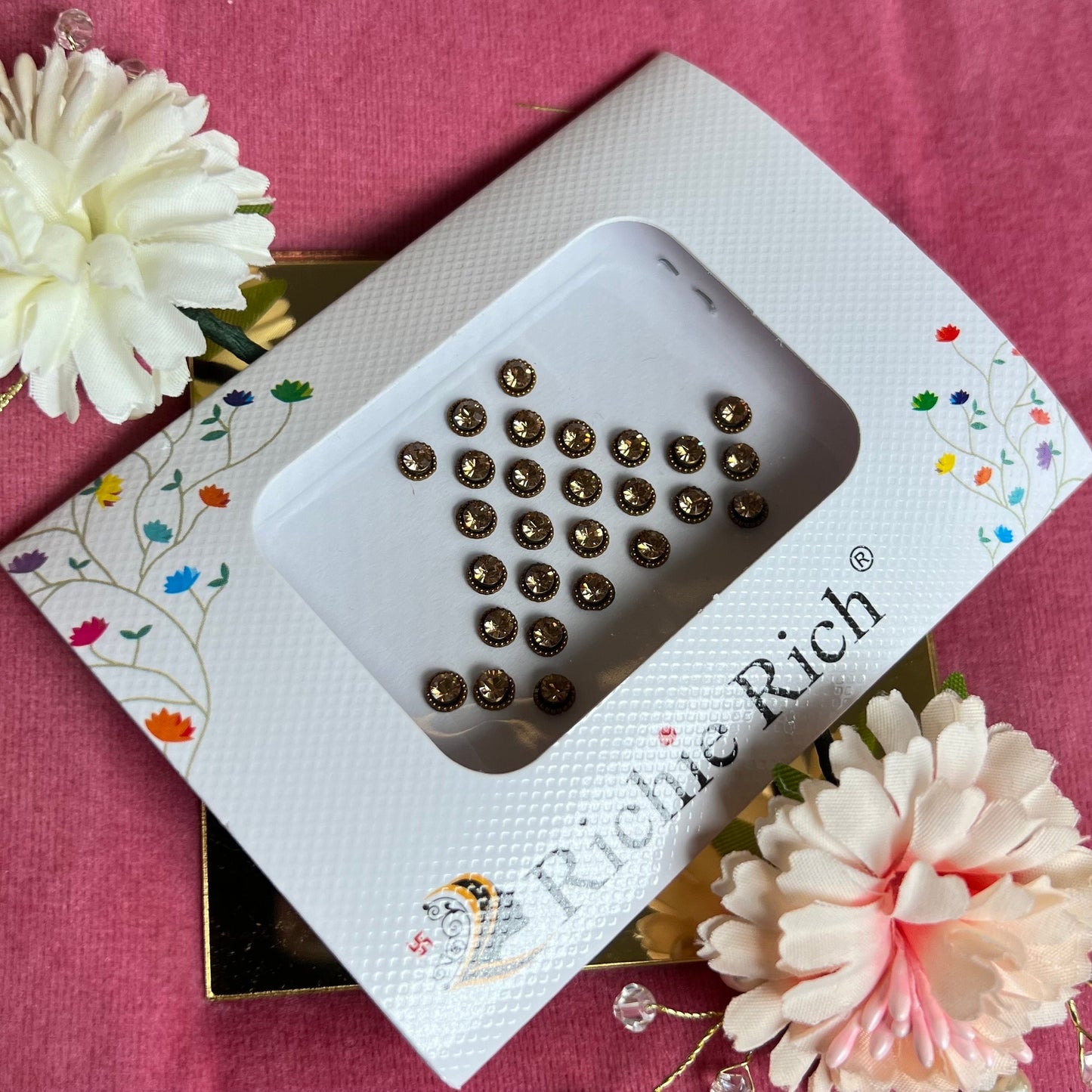 Golden Bindi Pack/ Bindiya/ Chanlo/ Indian Accessory/ Forehead Sticky Gem