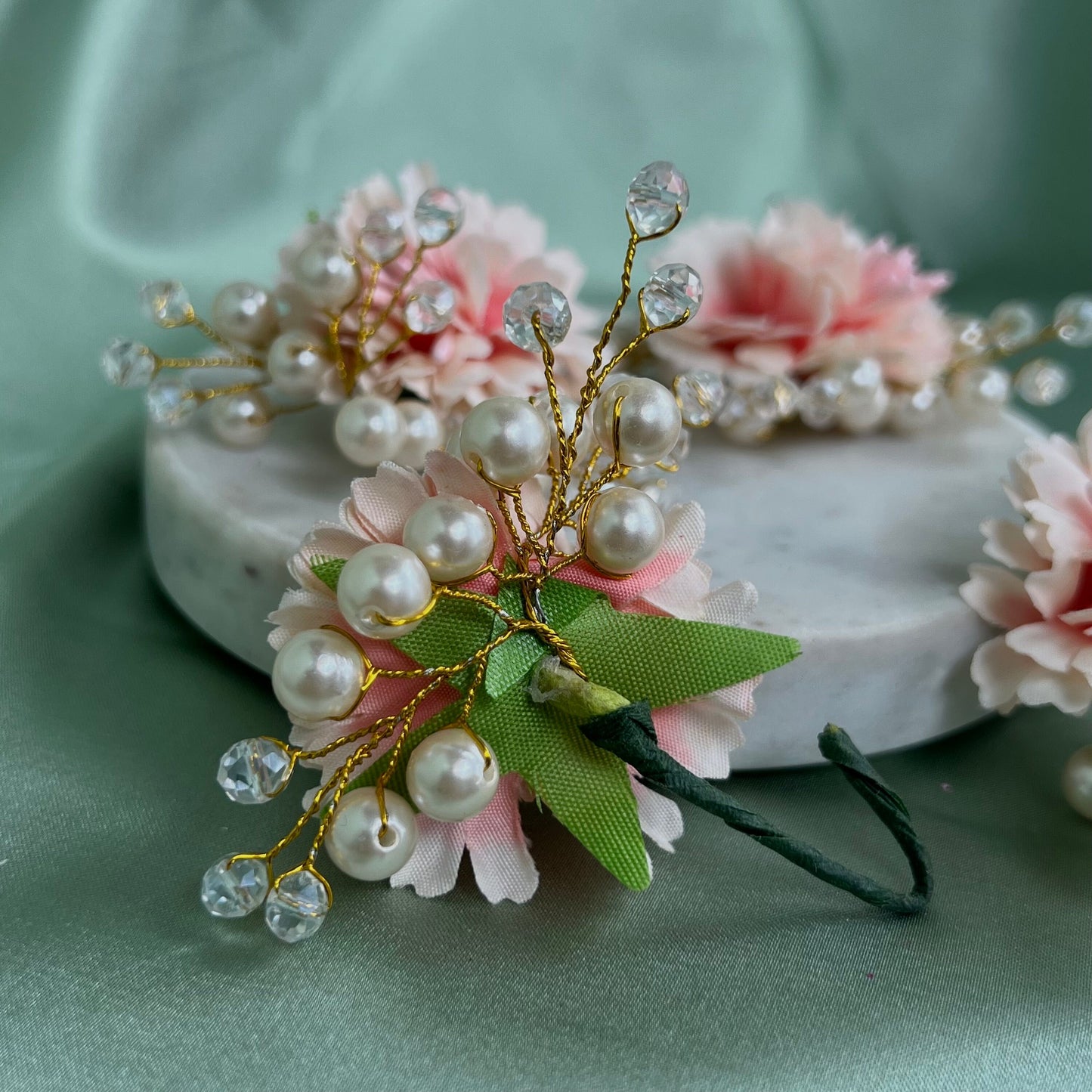 Indian Pink Hair Flower Hair Accessory - Pack of 4/ Unique Style/ Indian/ Pakistani/Fashion Jewellery/ Gift for Women