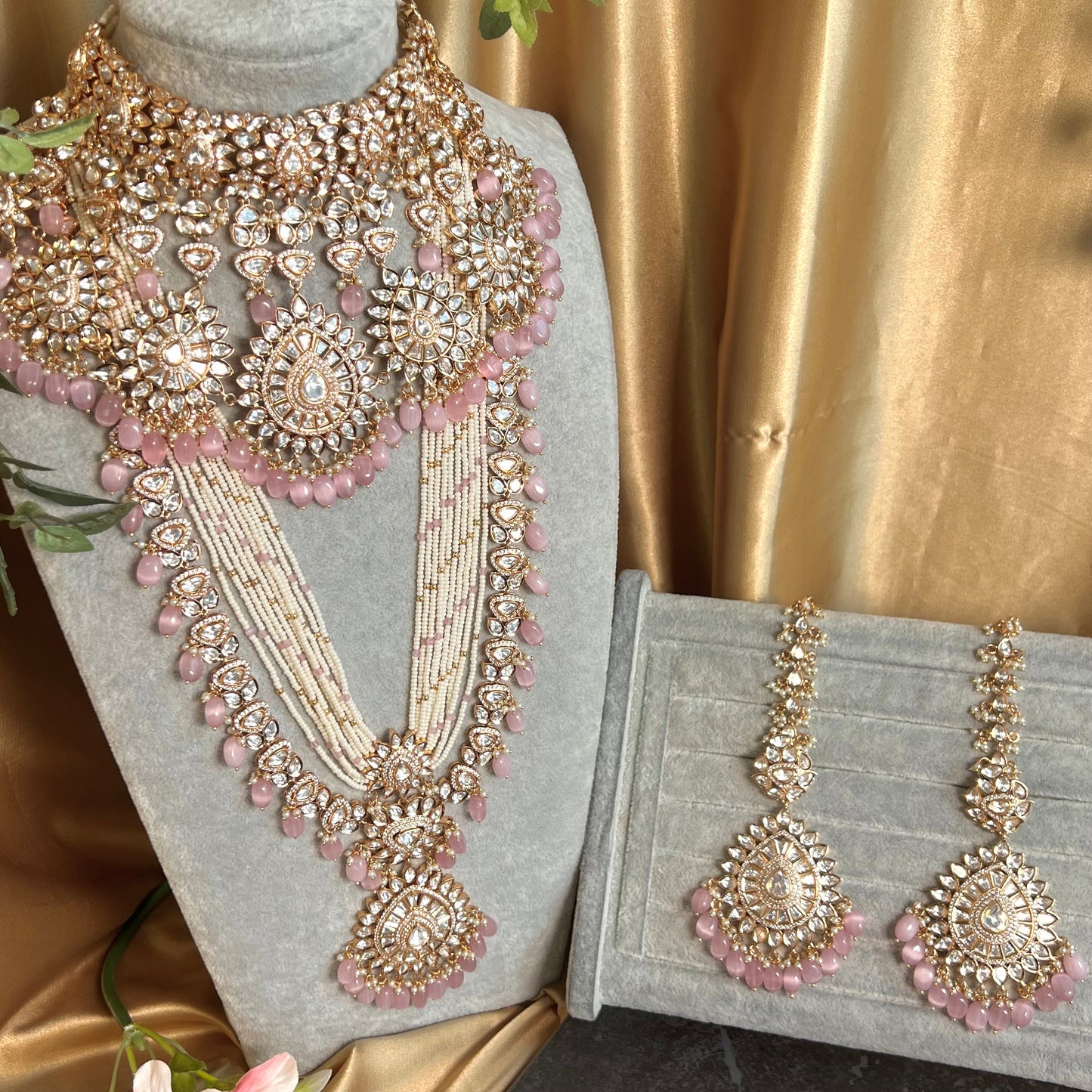 Real Kundan Gold Plated Pink Full Choker Set Indian/ Pakistani Style/Necklace/ Choker/ Earring/ Tikka/ Mathapatti/Mala/Jhumar