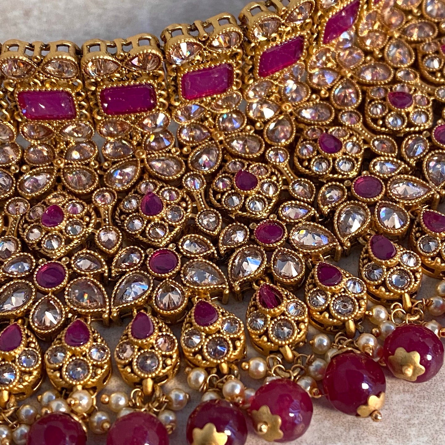 Ruby Choker Only/ Golden Large/ Chunky/ Indian Fashion/ Pakistani Fashion Jewllery