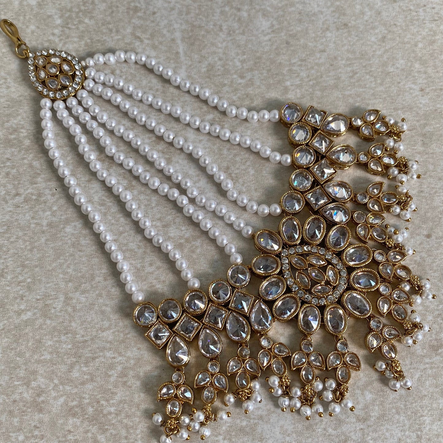 White Jhumar/ Clear/Gold/Light Gold/ Passa/ Indian/ Pakistani Style/Headpieces/Jhoomar
