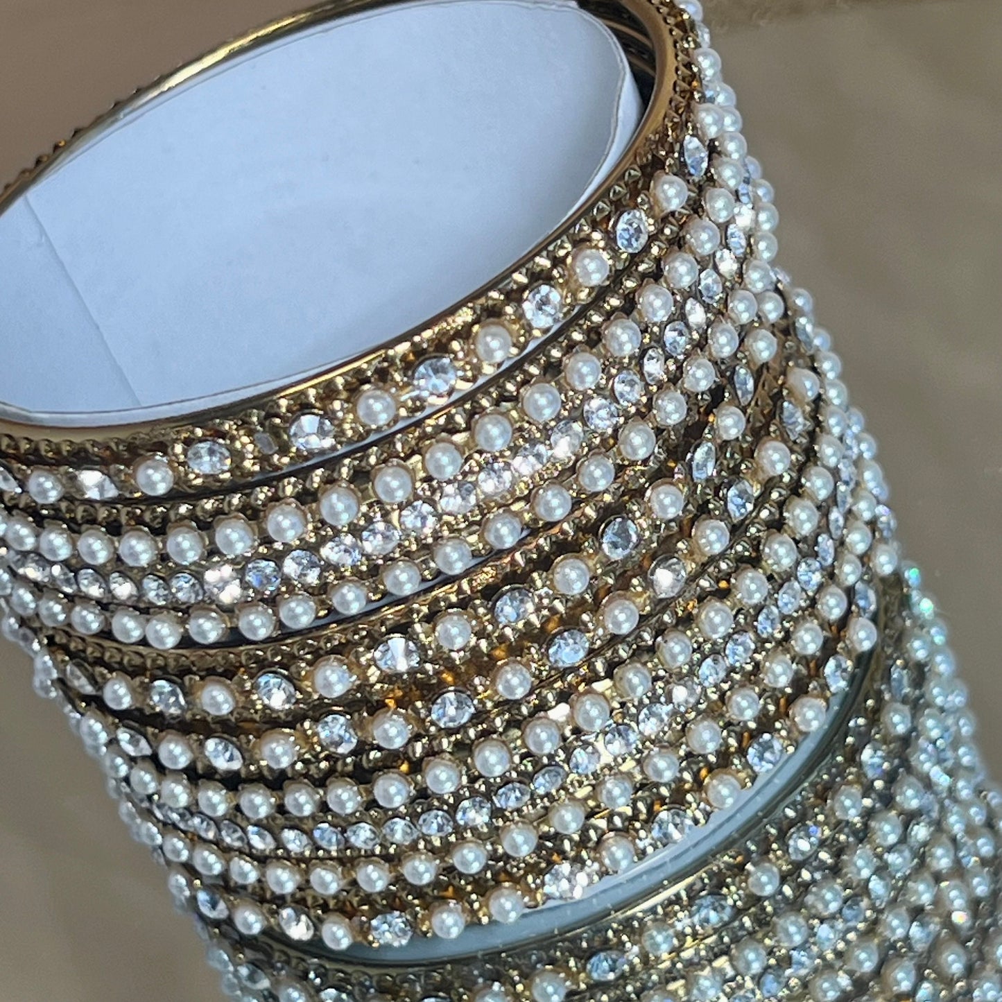 Golden Pearly 2.2 Bangle Set for both arms/Indian/ Pakistani/Jewelley/ Fashion Bracelet
