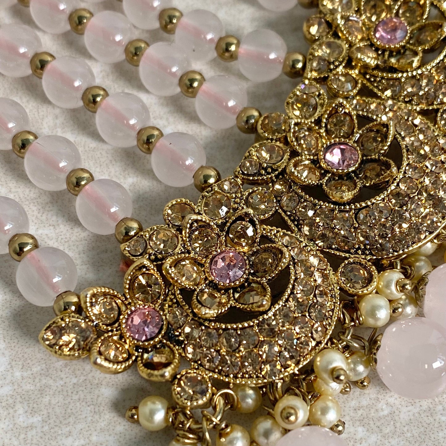 Jhumar/ Pink/Gold and Light Pink/Golden Rhinestone/ Pastel/Jhoomar/ Passa/ Indian/ Pakistani Style/Headpieces