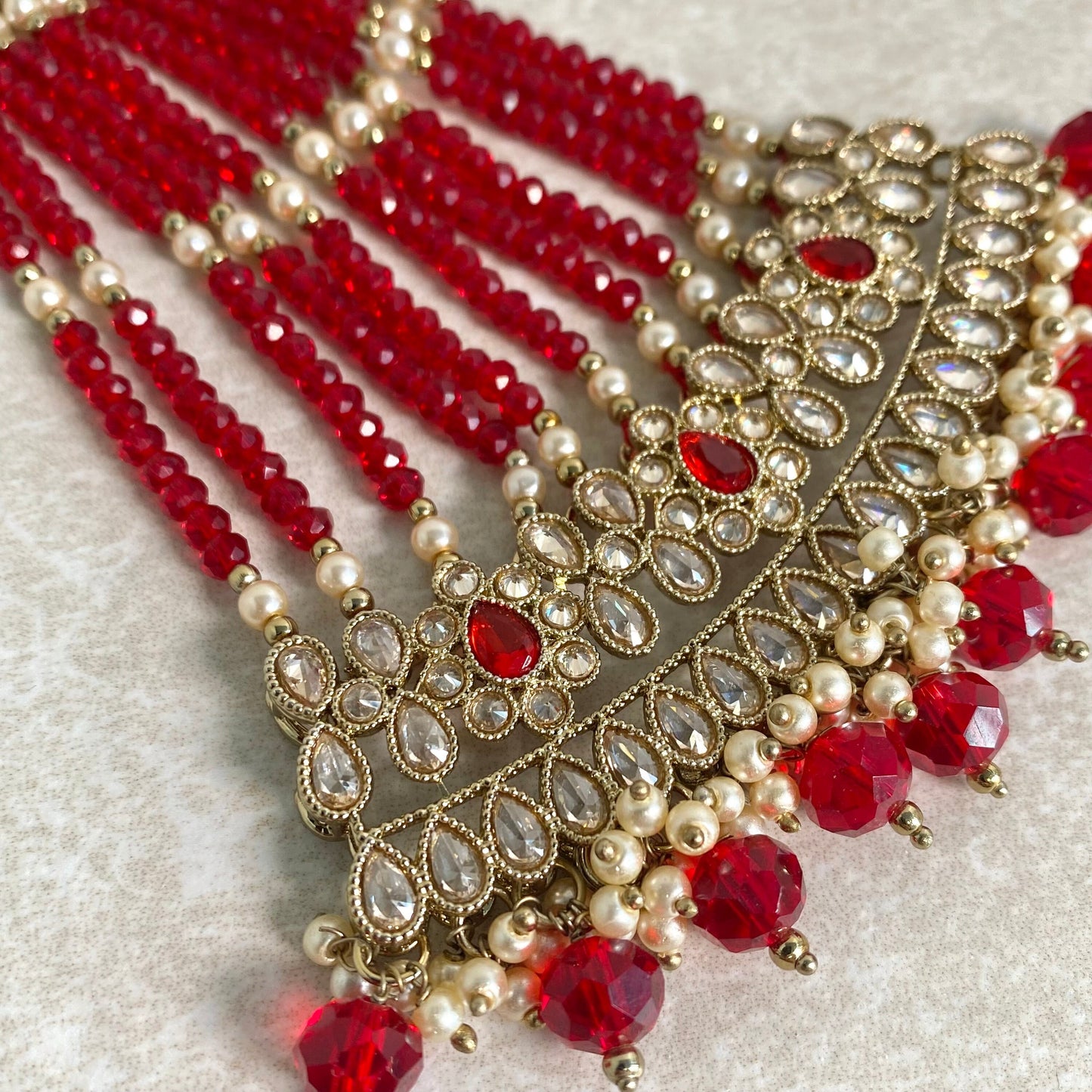 Jhumar/ Red/Gold and Red/Golden Rhinestone/ Jhoomar/ Passa/ Indian/ Pakistani Style/Headpieces