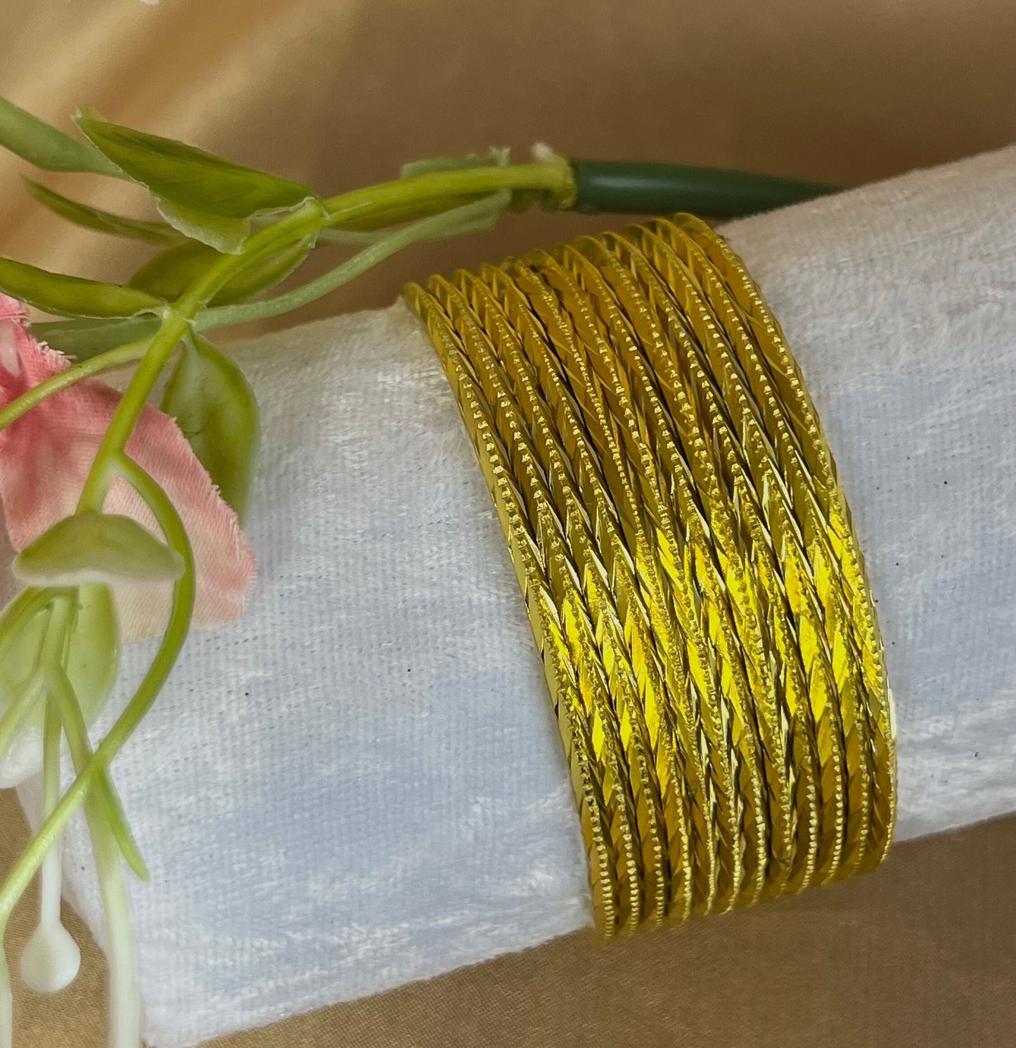 Yellow Shiny Single Bangles - Set of 12 - Indian Bangles/Braclets/Indian & Pakistani Jewellery