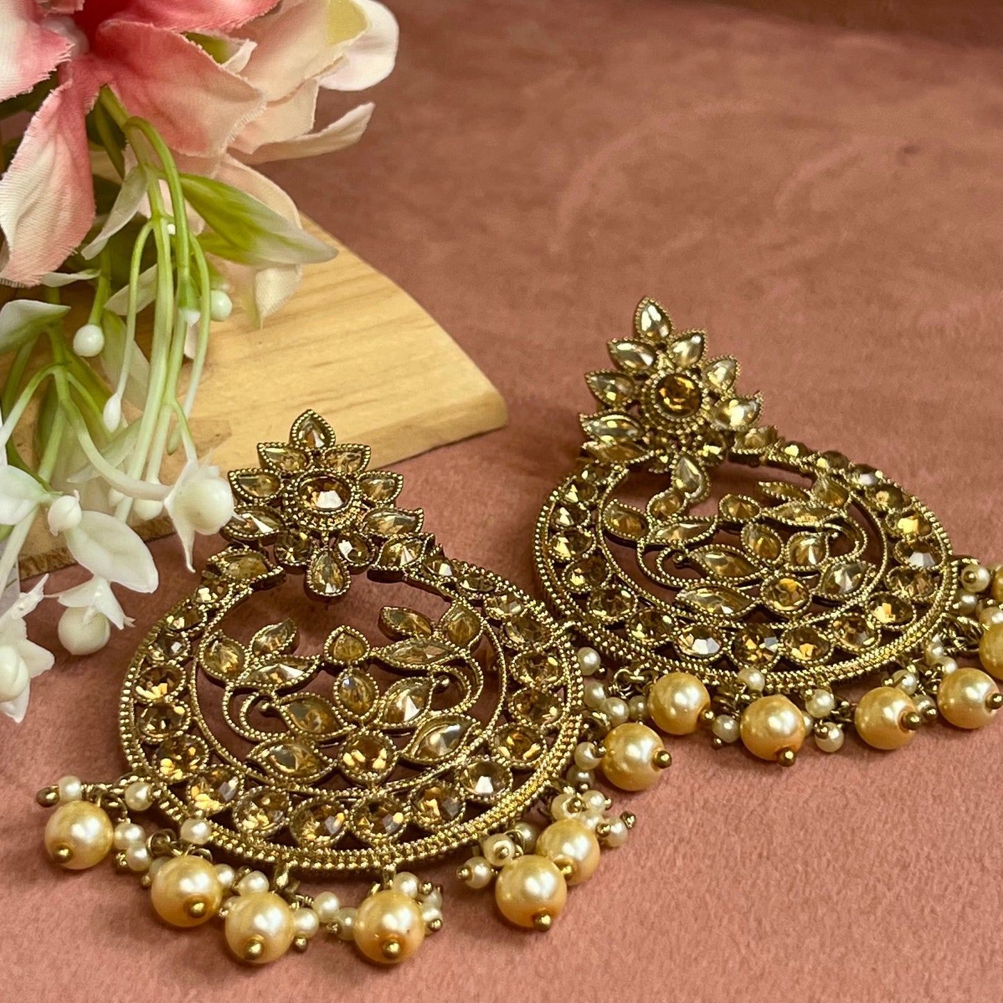Golden Earrings/Indian/ Pakistani/Jewelley/ Fashion Bracelet/Valentines gifts
