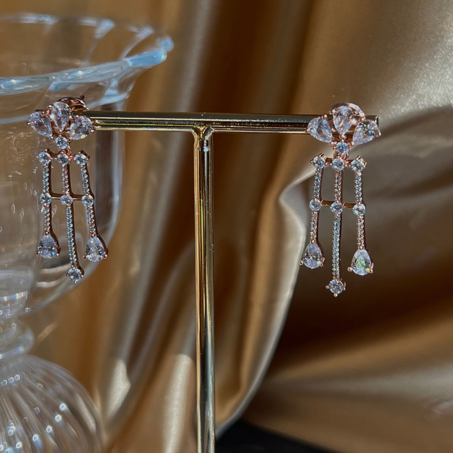 Rose Gold Diamante Necklace with Earring/Reception/Christmas/New Years Party/Fashion Jewellery/ Gift for Women