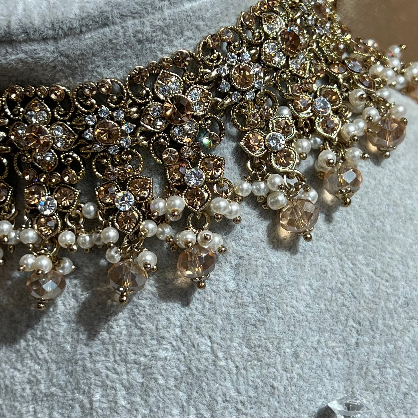 Clear & Gold Choker Set /Indian/ Pakistani/Fashion Jewellery