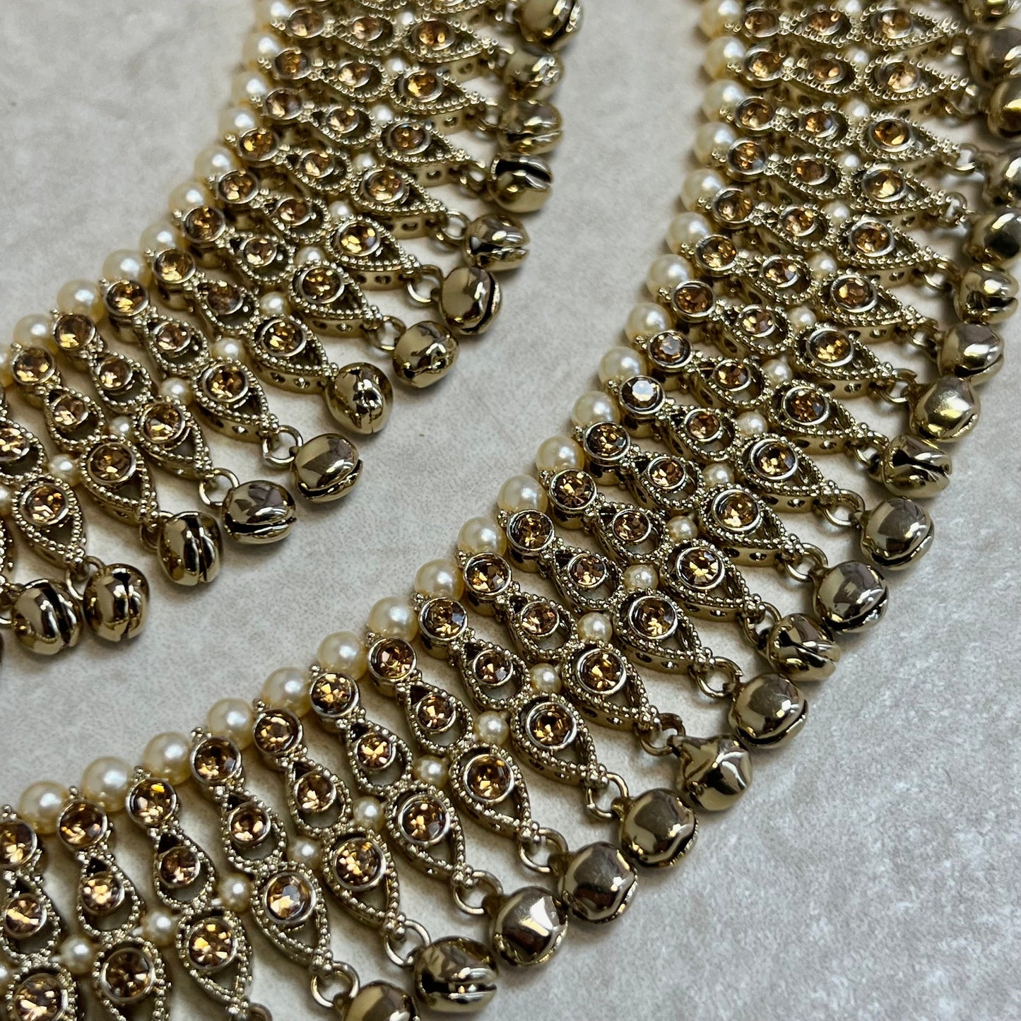 Anklets - Golden Rhinestone/Indian/ Pakistani Style Jhanjra/ Foot Accessory