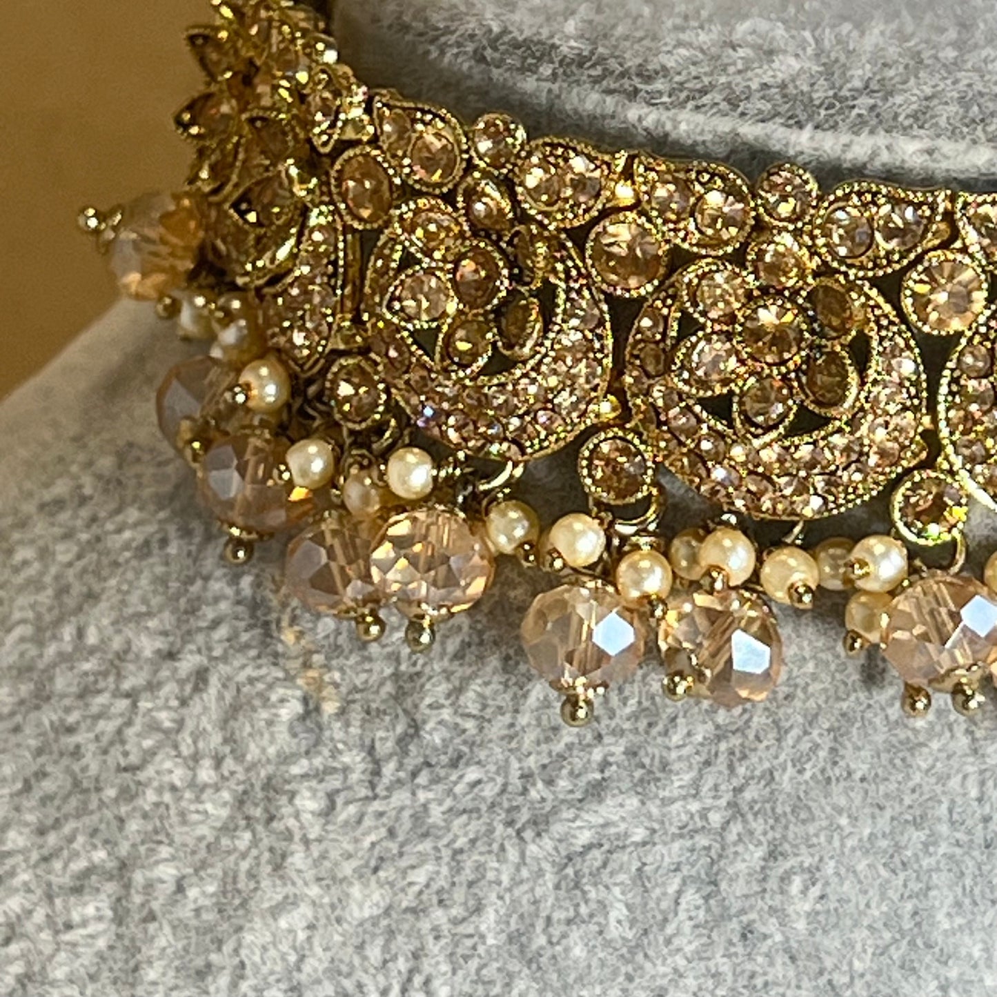 Antique Gold/Champagne Choker Set/ Unique Style/Champagne Choker/ Indian Jewellery/ Pakistani/Fashion Jewellery/ Gift for Women