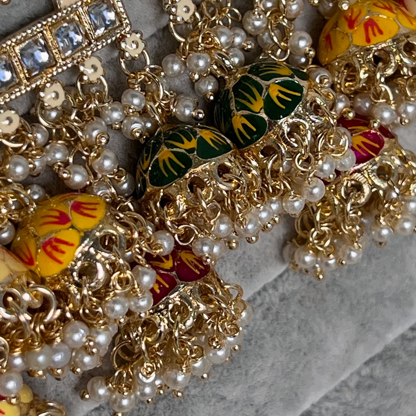 Multicolour Meenakari Hand Painted 3 Jhumka Earring / Indian Style/Unique Fancy Jhumka Earrings/ Mendhi party -NAVRATRI SPECIAL