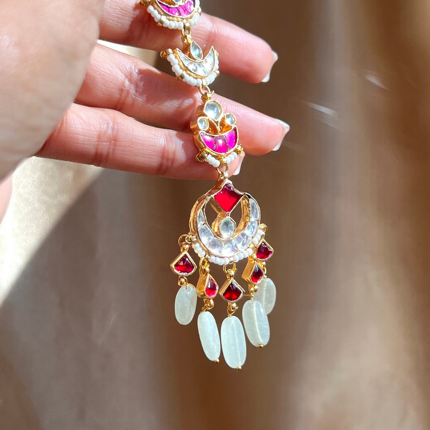 Faux Kundan Tikka- Ruby/ Tikli/ Indian/ Pakistani Fashion Jewellery/ Maang Tikkas