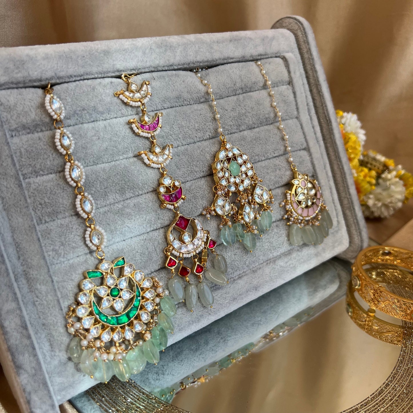 Real Kundan Tikka- Pink/ Tikli/ Indian/ Pakistani Fashion Jewellery/ Maang Tikkas