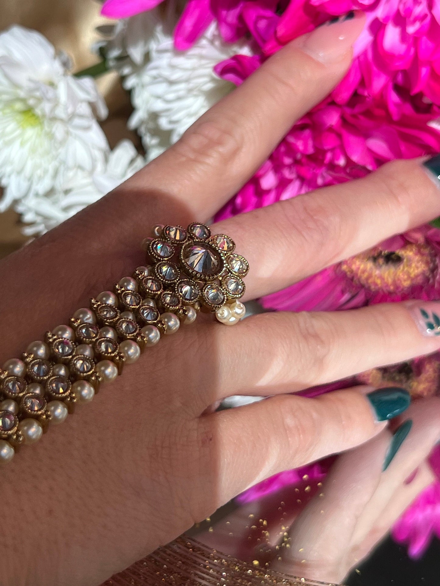 Champagne Hand Harness/ Fashion Jewellery/ Gift for Women/Indian/Pakistani style /Haathphool/Hand Accessory