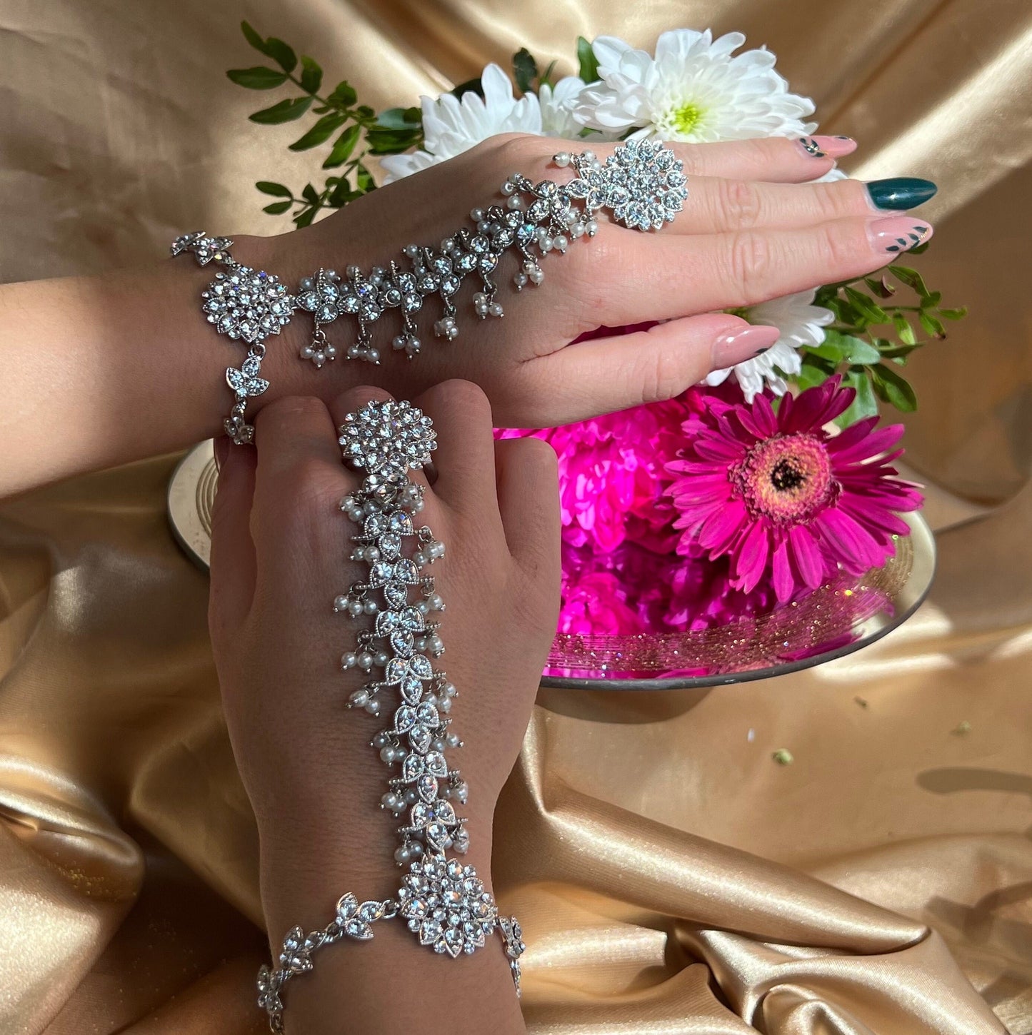 Silver Hand Harness/ Fashion Jewellery/ Gift for Women/Indian/Pakistani style /Haathphool/Hand Accessory