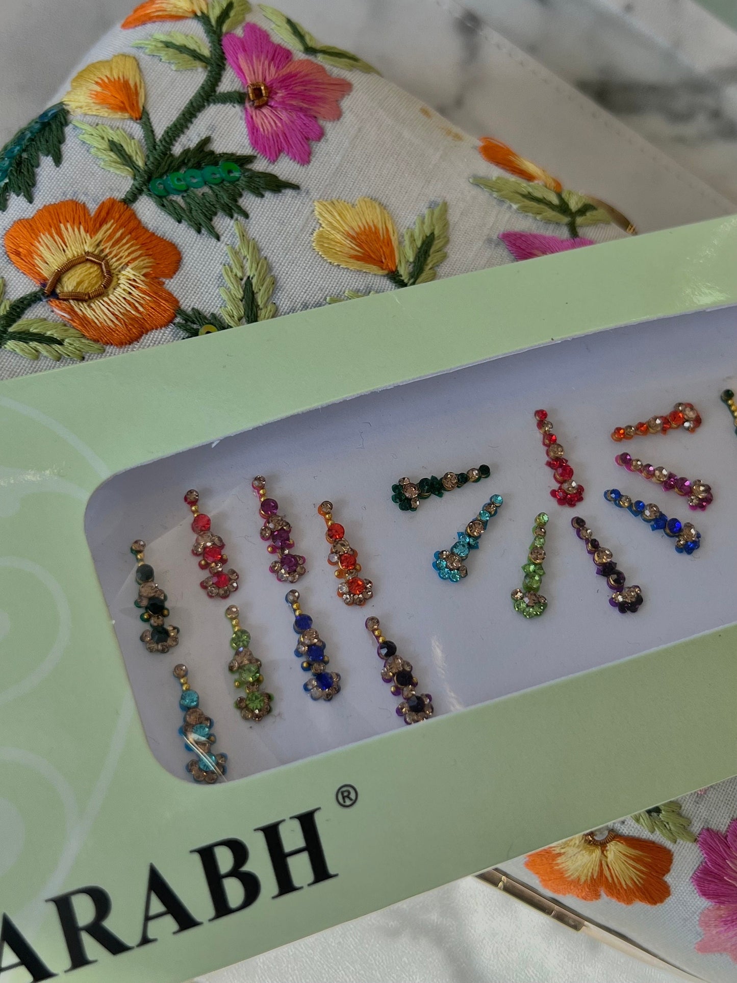 Multicolour Long Shape Bindi Pack/Bin /Bindiya/ Chanlo/ Indian Accessory/ Forehead