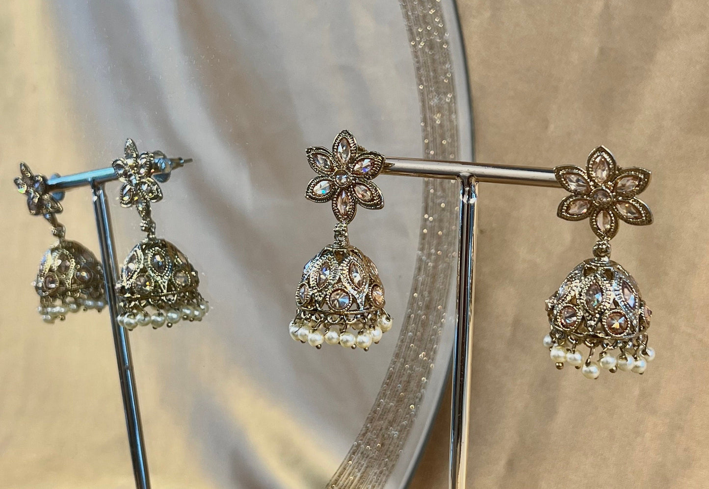 Antique Gold Champagne/ Medium/ Indian Style Jhumka Earrings