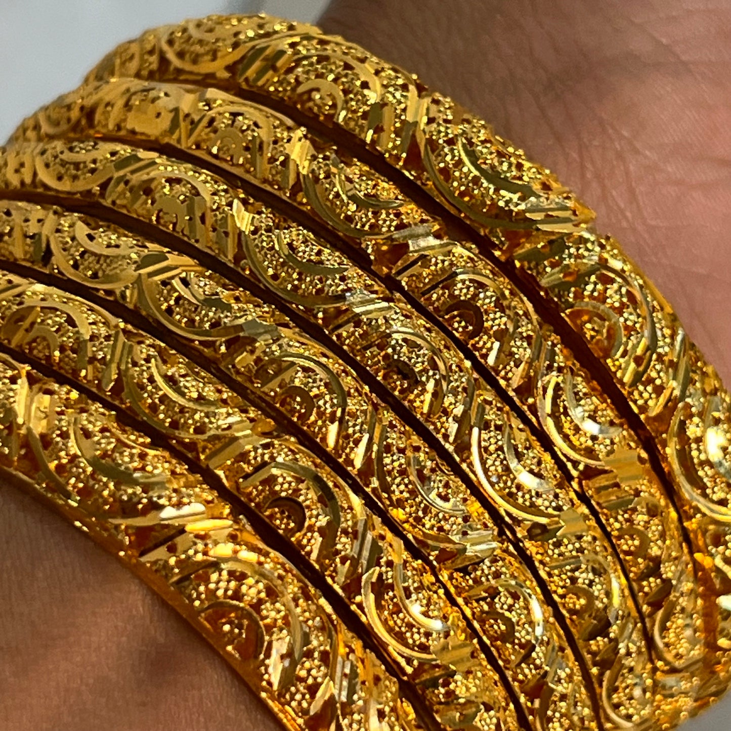Unique Bangle with Design Bright Gold Indian Pakistani Traditonal Jewelley Fashion Bracelet. Choose size wedding Special Occasion Imperfect