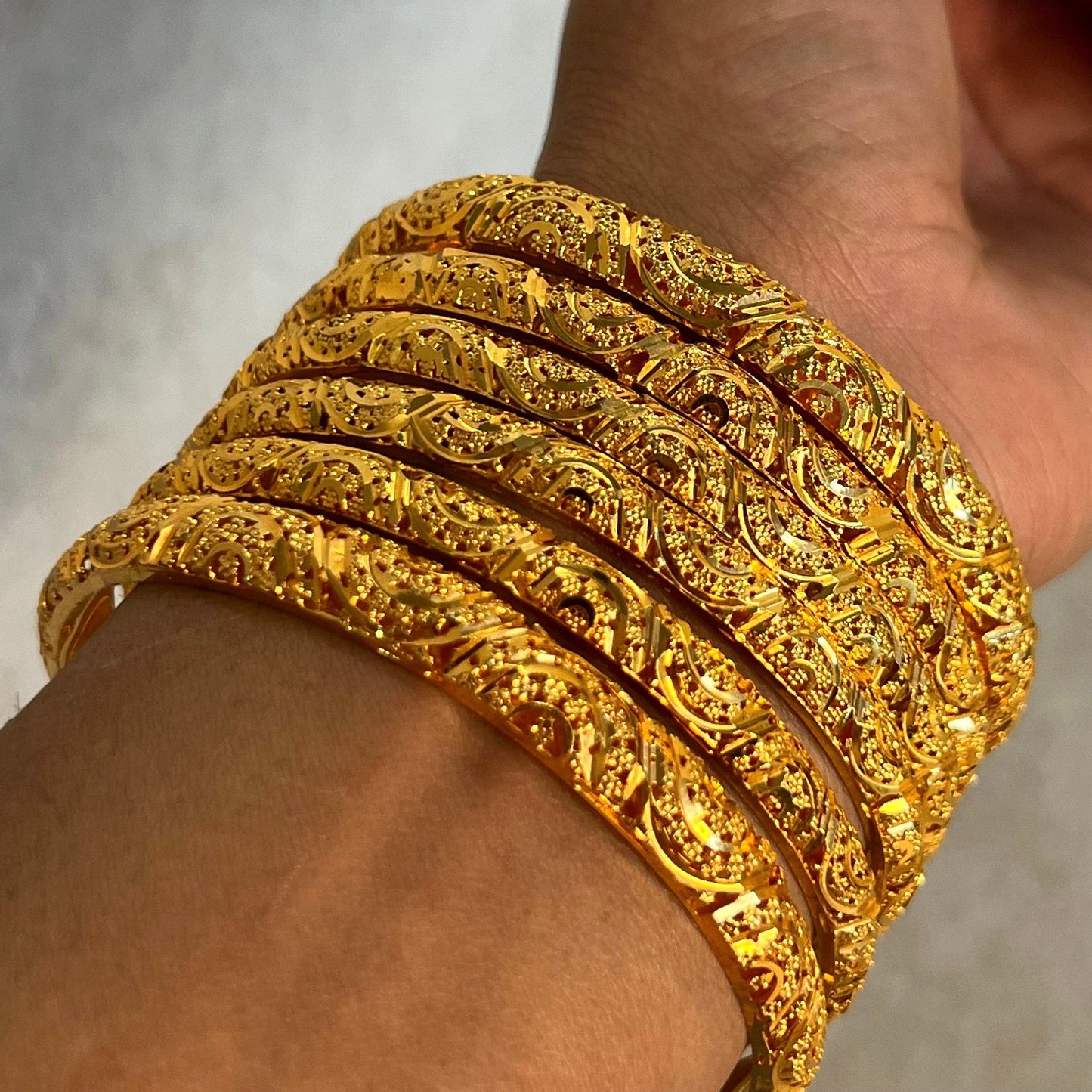 Unique Bangle with Design Bright Gold Indian Pakistani Traditonal Jewelley Fashion Bracelet. Choose size wedding Special Occasion Imperfect