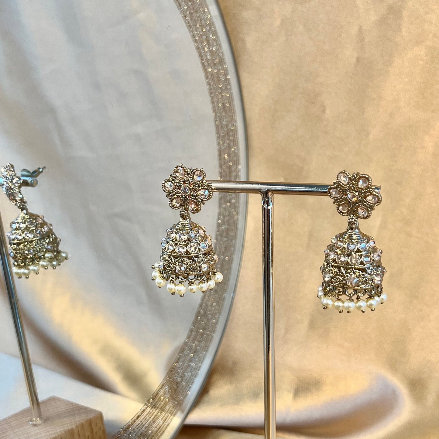 Antique Gold Champagne Jhumki Earrings/ Medium/ Indian Style Jhumka Earrings