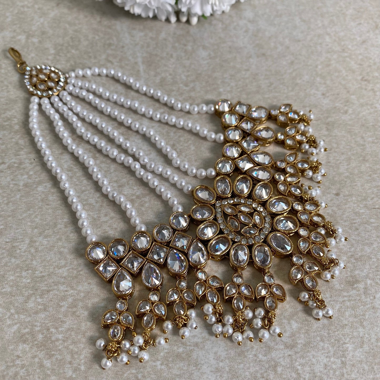 White Jhumar/ Clear/Gold/Light Gold/ Passa/ Indian/ Pakistani Style/Headpieces/Jhoomar
