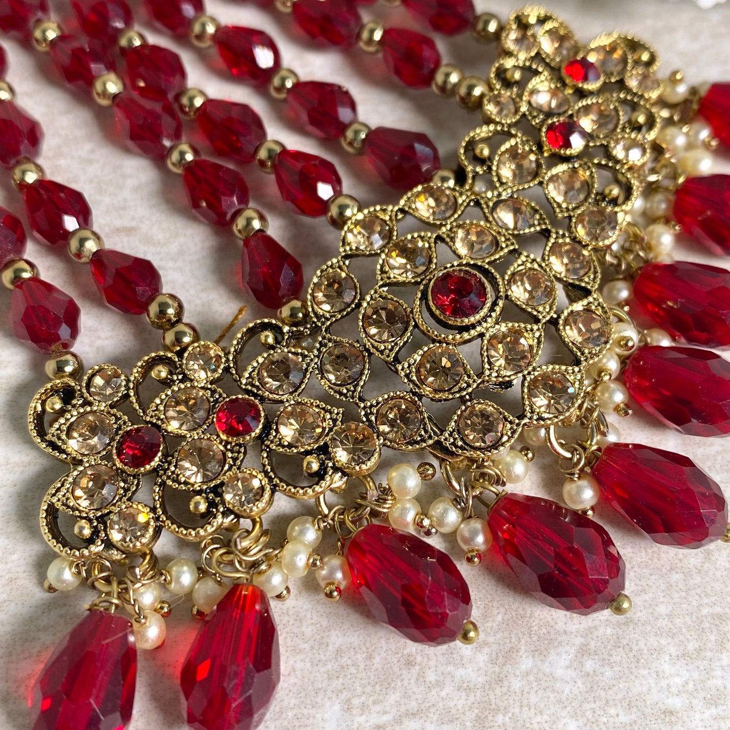 Jhumar/Maroon/Gold and Maroon/Golden Rhinestone/ Jhoomar / Passa/ Indian/ Pakistani Style/Headpieces
