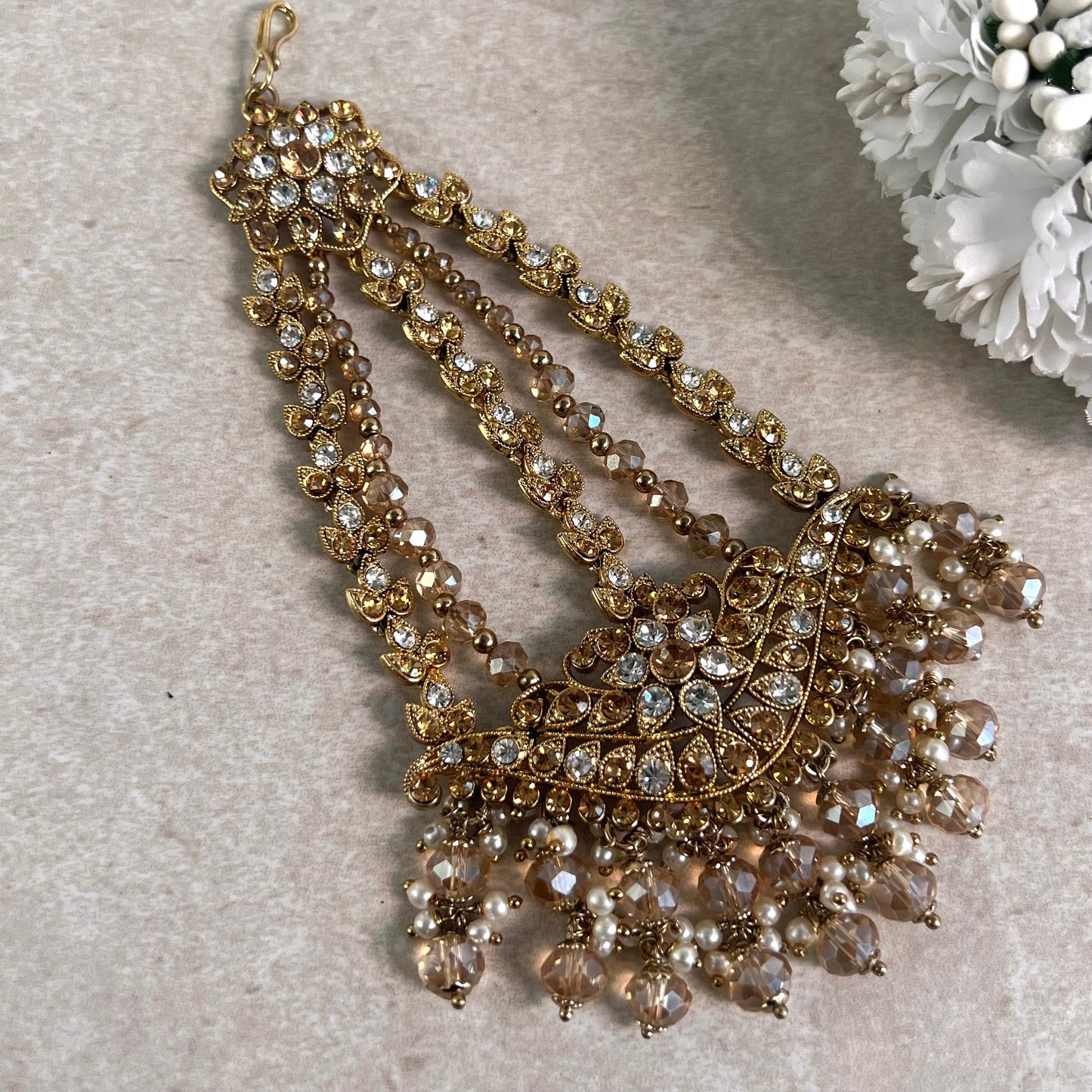 Jhumar/Champagne/Gold/Silver/Golden Rhinestone/ Jhoomar / Passa/ Indian/ Pakistani Style/Head Piece